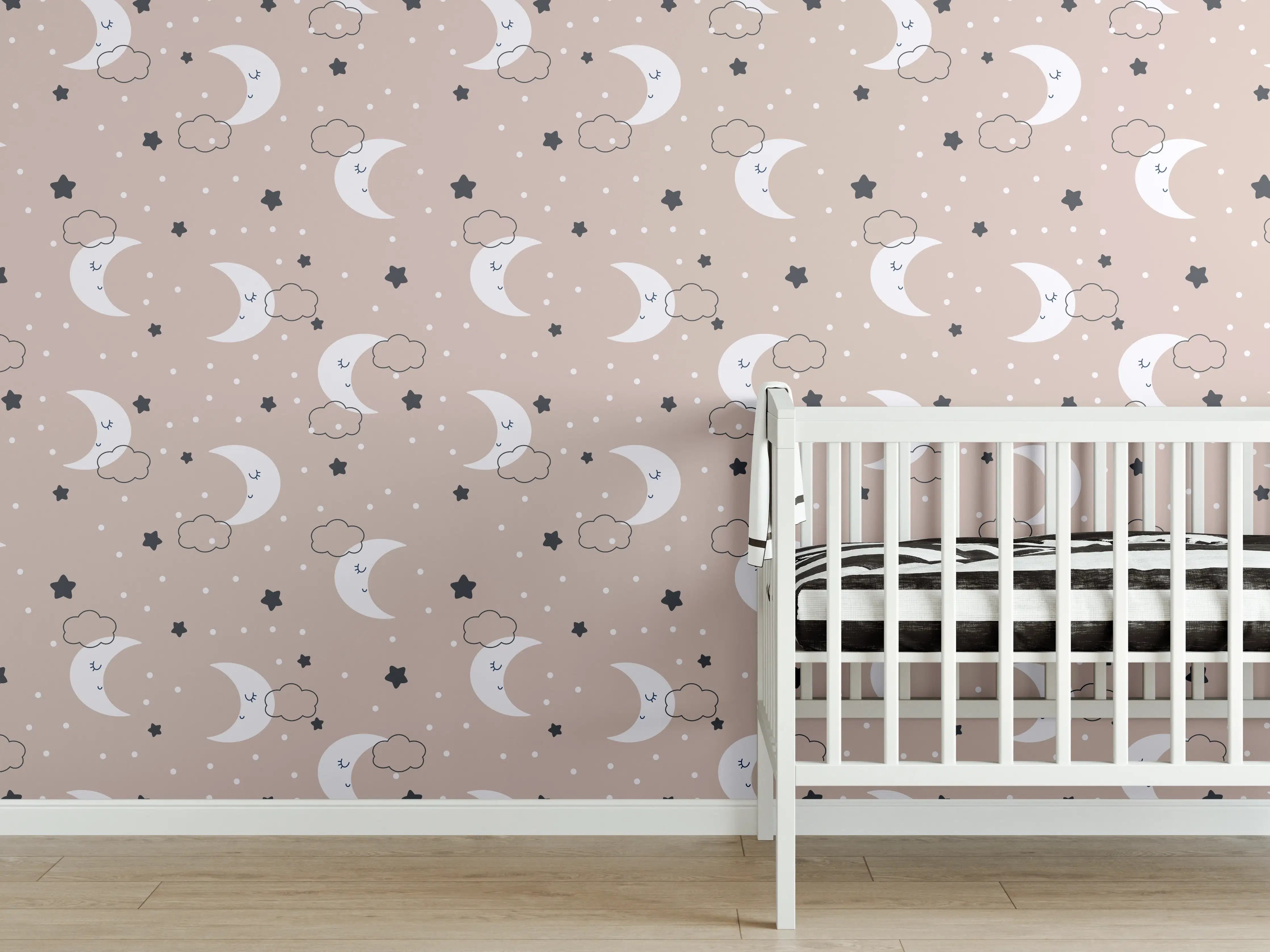 Babyzimmer Wandgestaltung - Sanfte Babyzimmer Wandgestaltung mit Mondmotiven