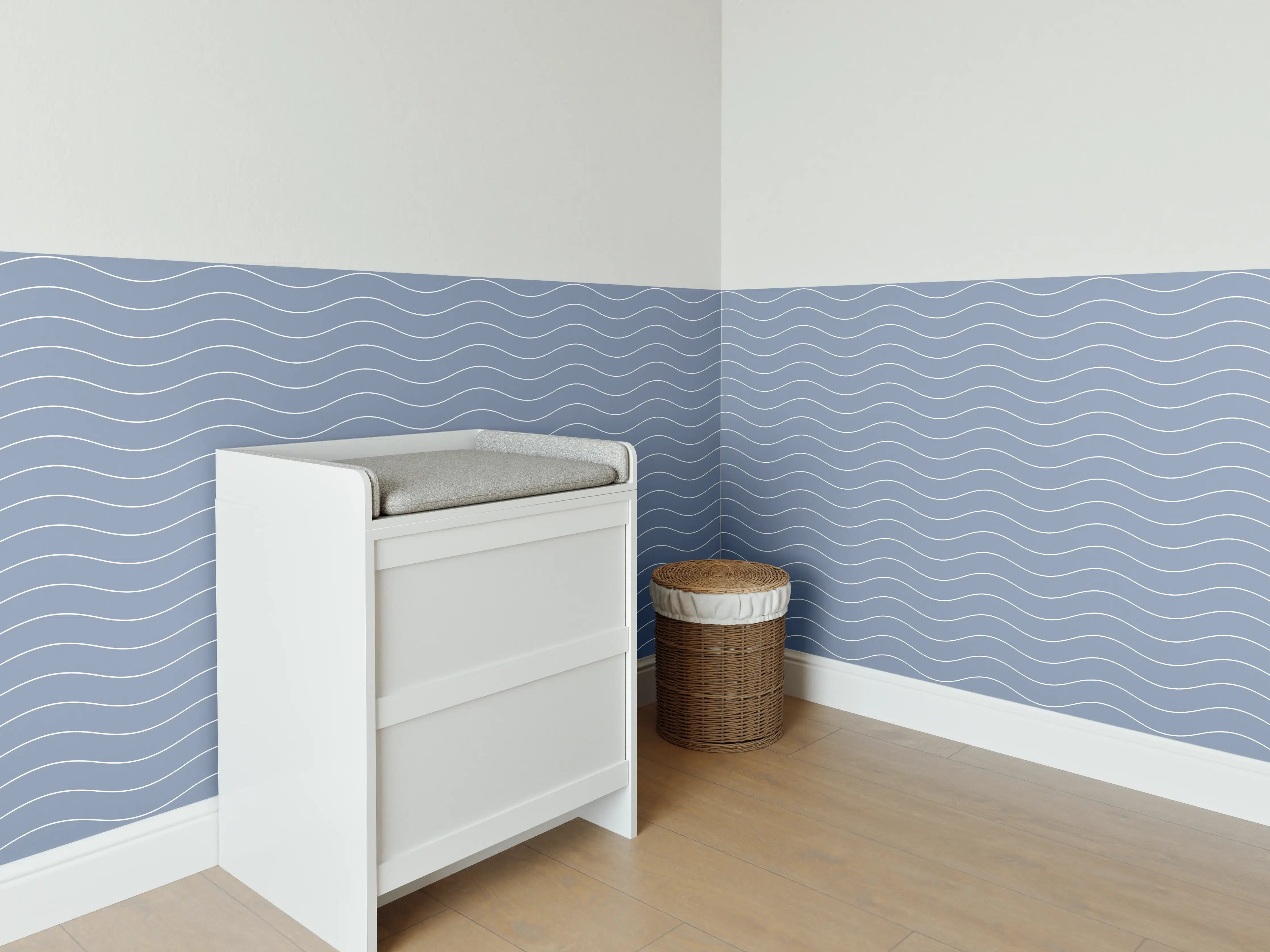 Babyzimmer Wandgestaltung - Sanfte Blautöne-Wellness-Motiv