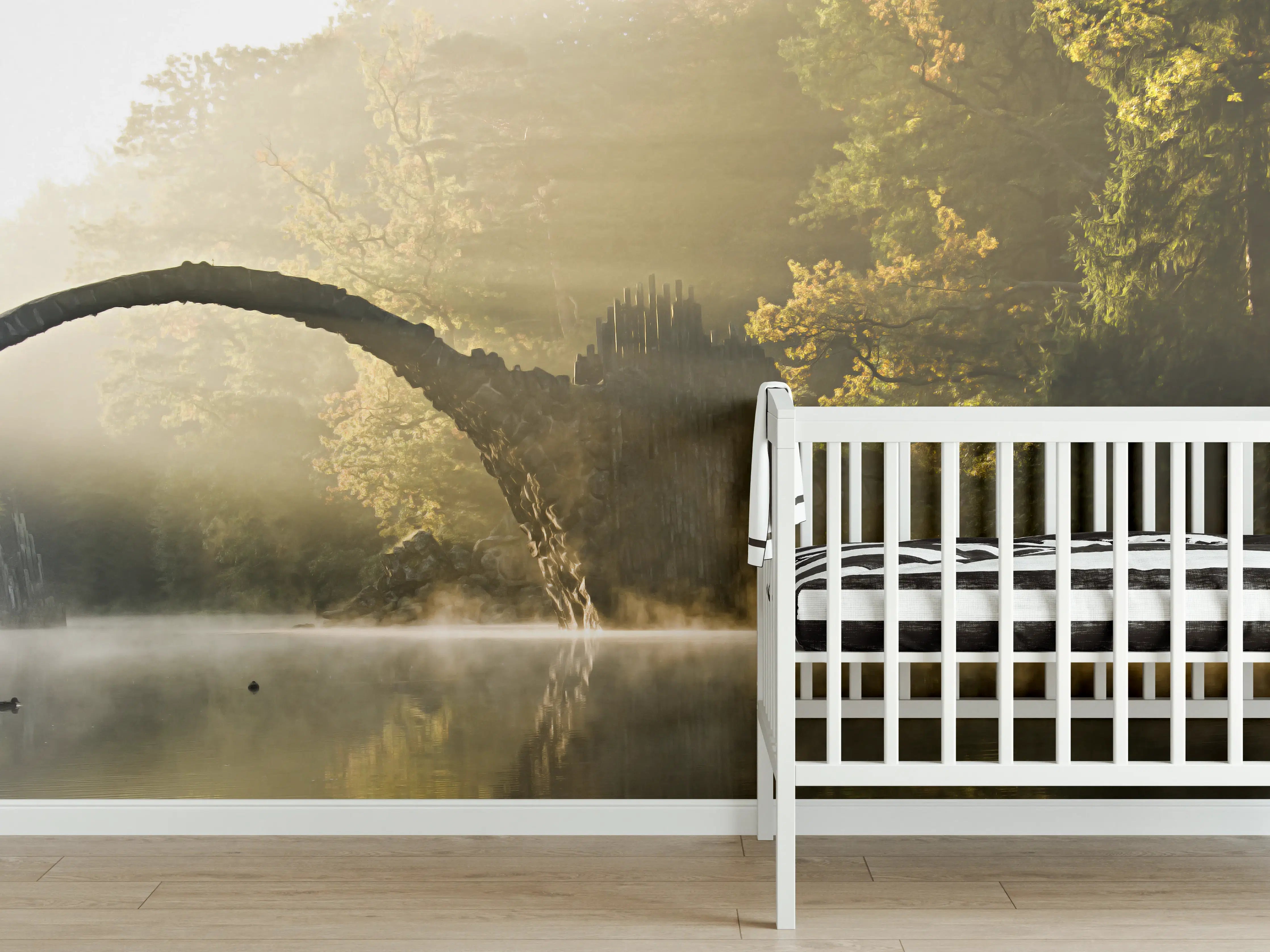 Babyzimmer Wandgestaltung - Sanfte Morgenstimmung im Wald