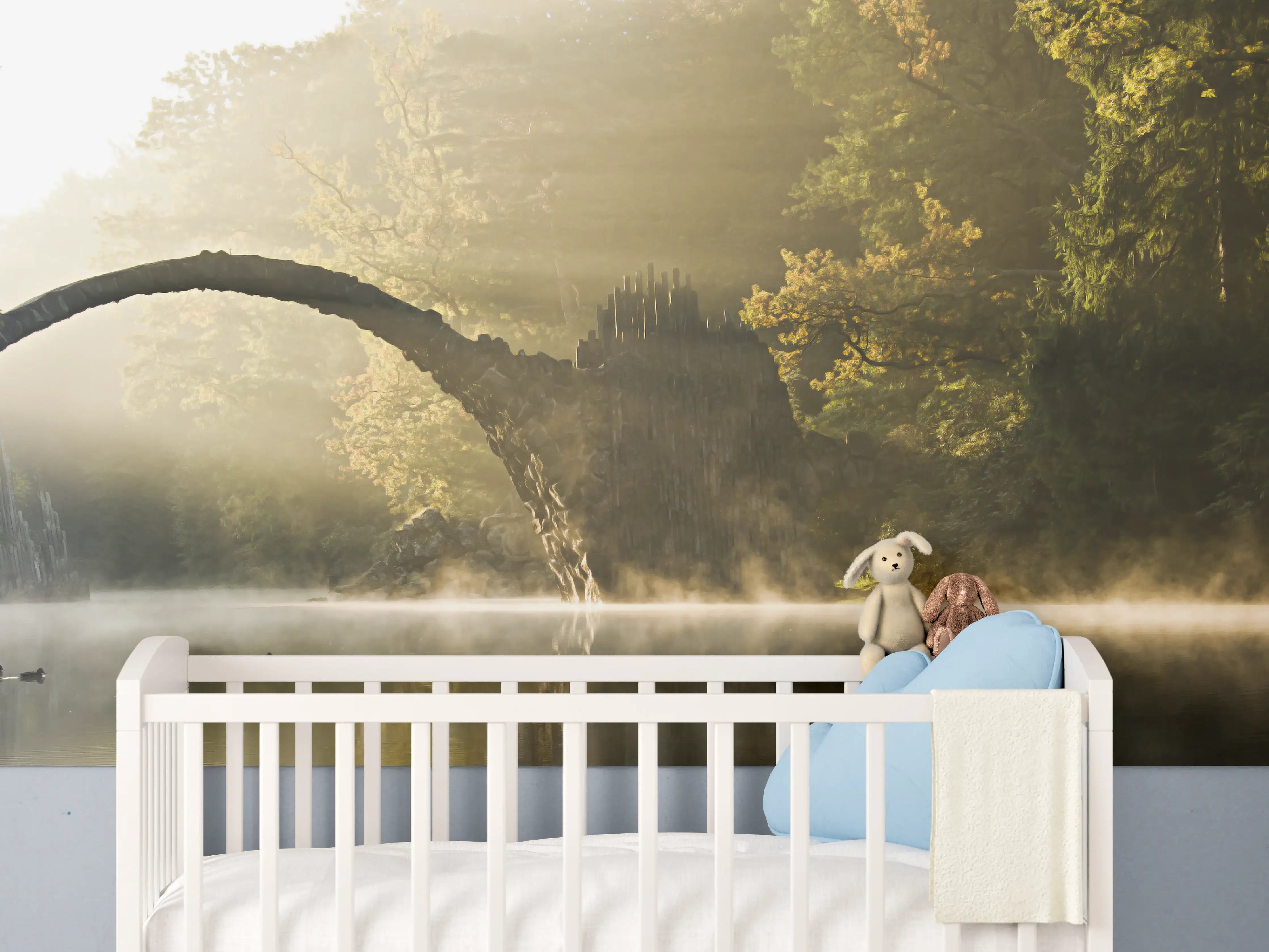 Babyzimmer Wandgestaltung - Sanfte Morgenstimmung im Wald