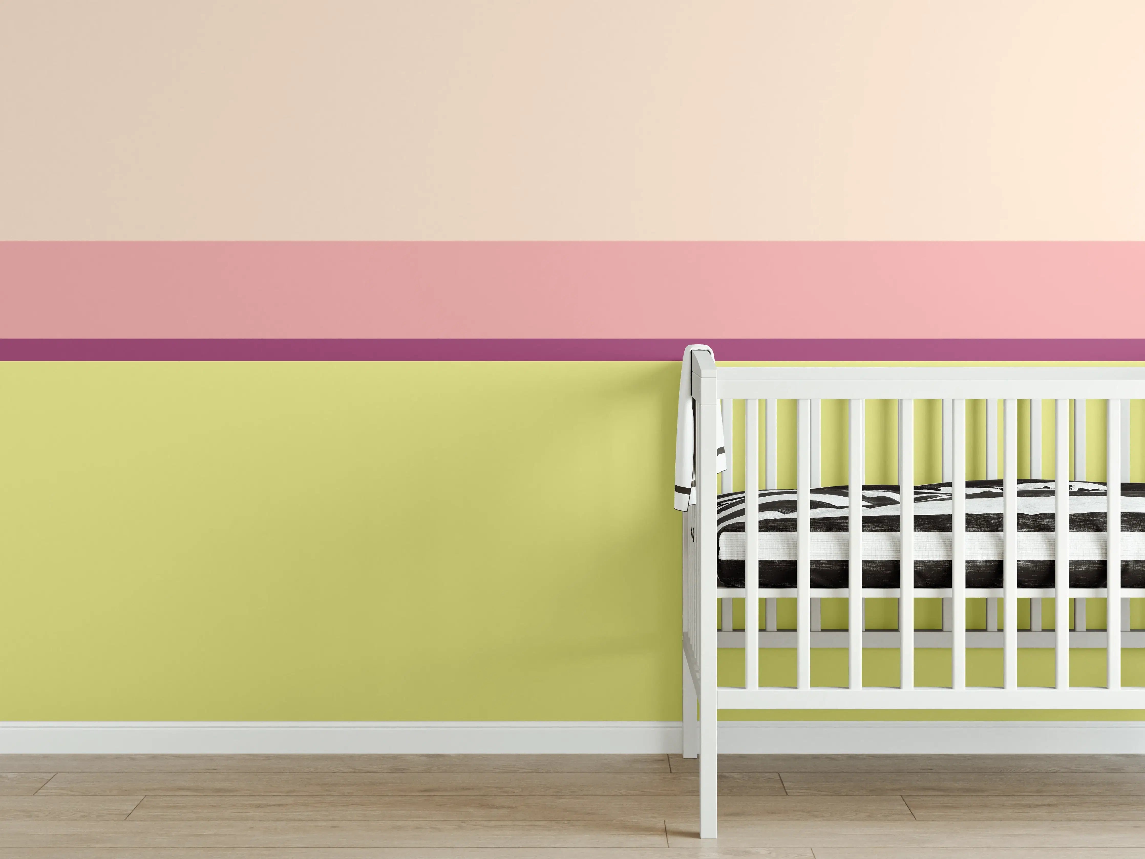 Babyzimmer Wandgestaltung - Sanfte Pastellfarben Streifen