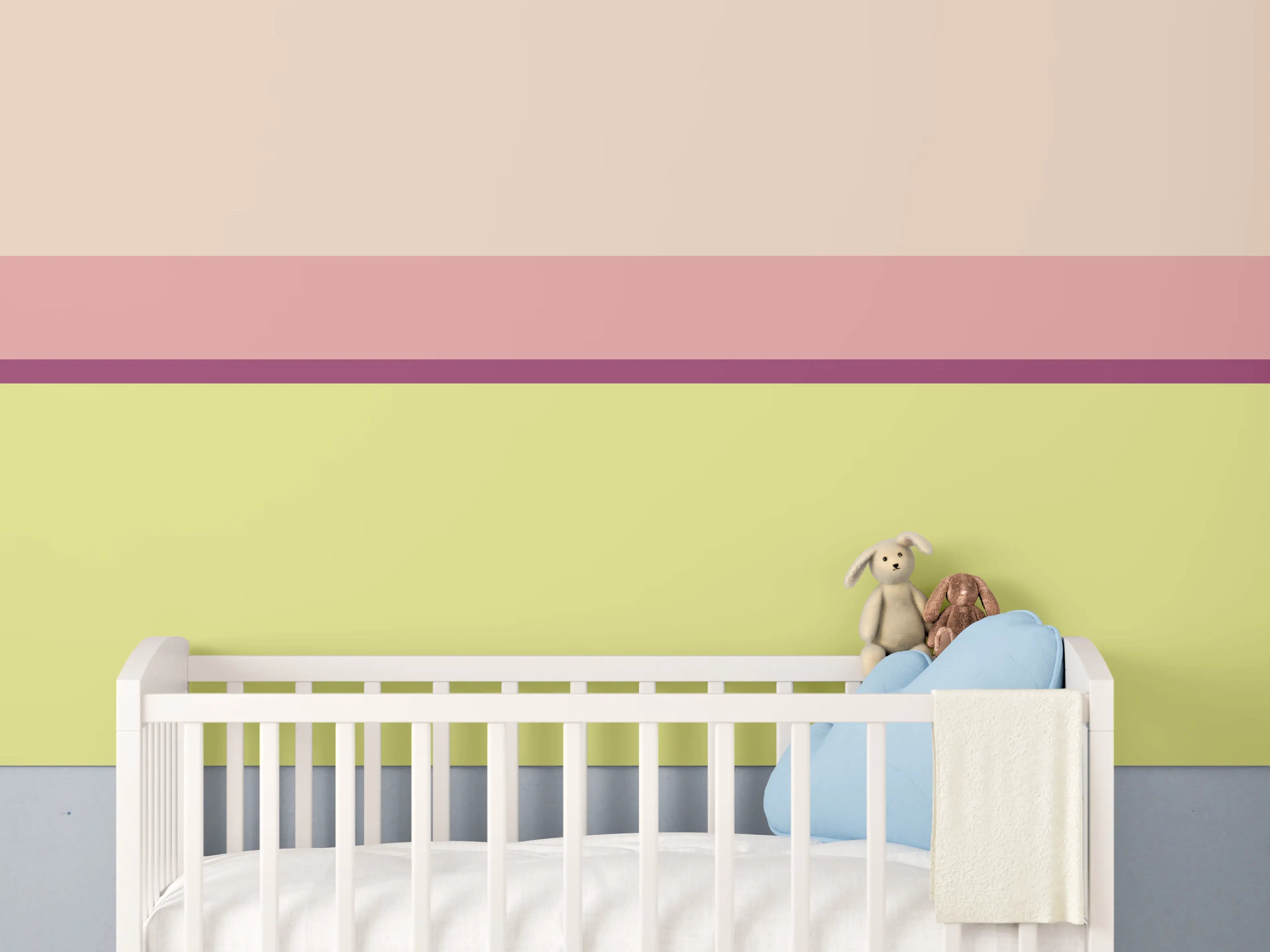 Babyzimmer Wandgestaltung - Sanfte Pastellfarben Streifen