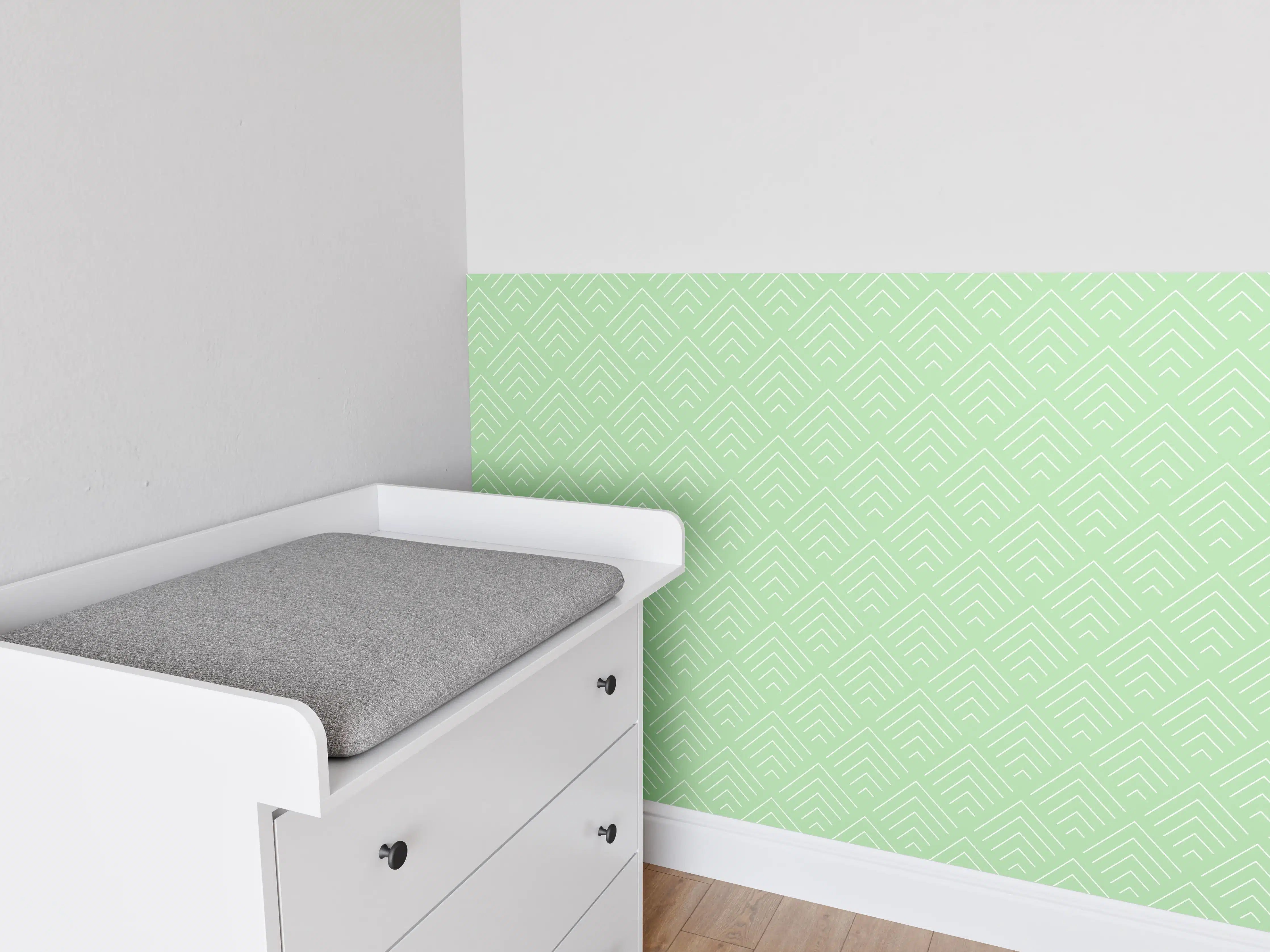 Babyzimmer Wandgestaltung - Sanfte Pastellfarben mit grünem Akzent