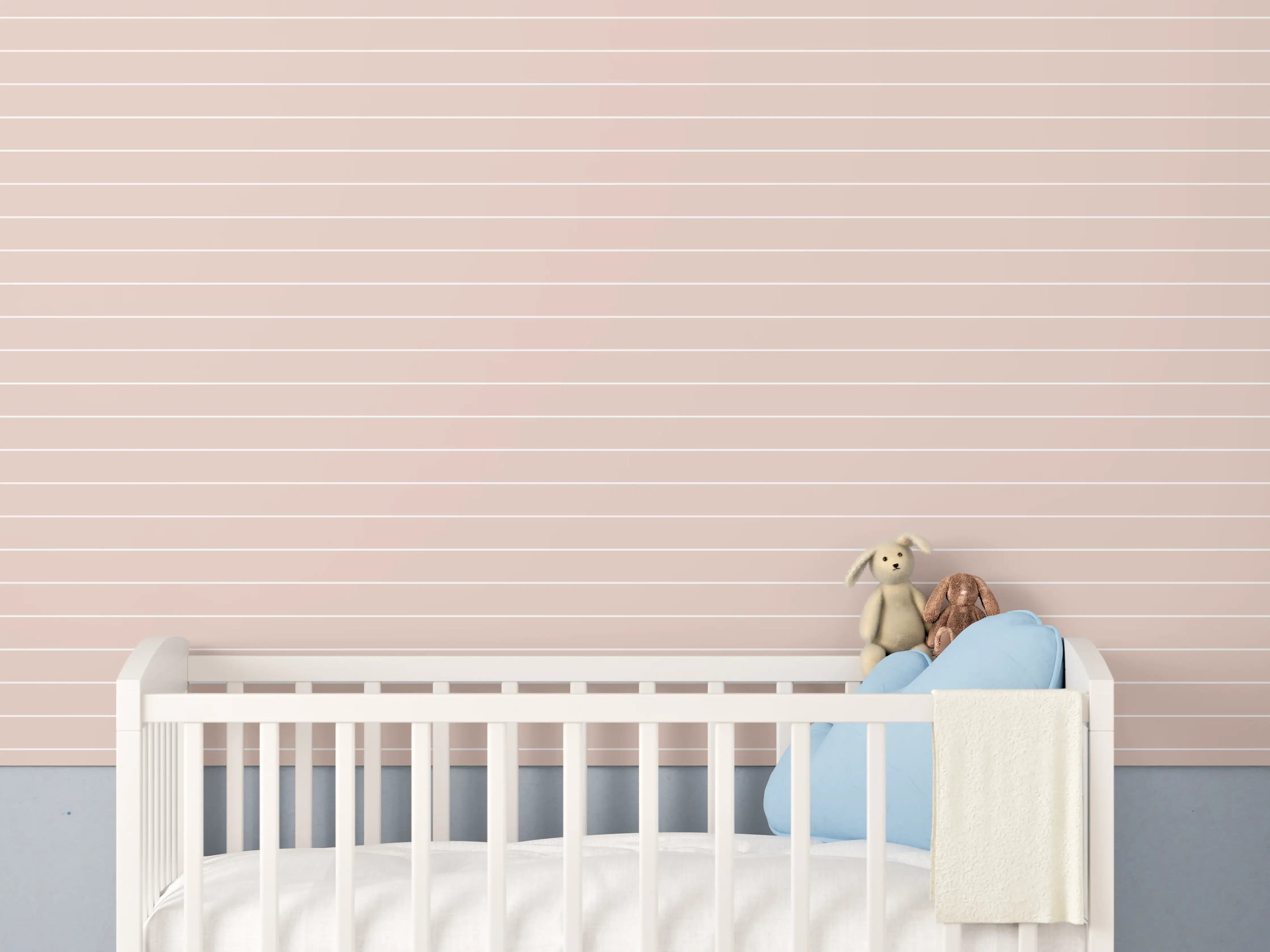 Babyzimmer Wandgestaltung - Sanfte Pastelltöne mit geometrischen Linien