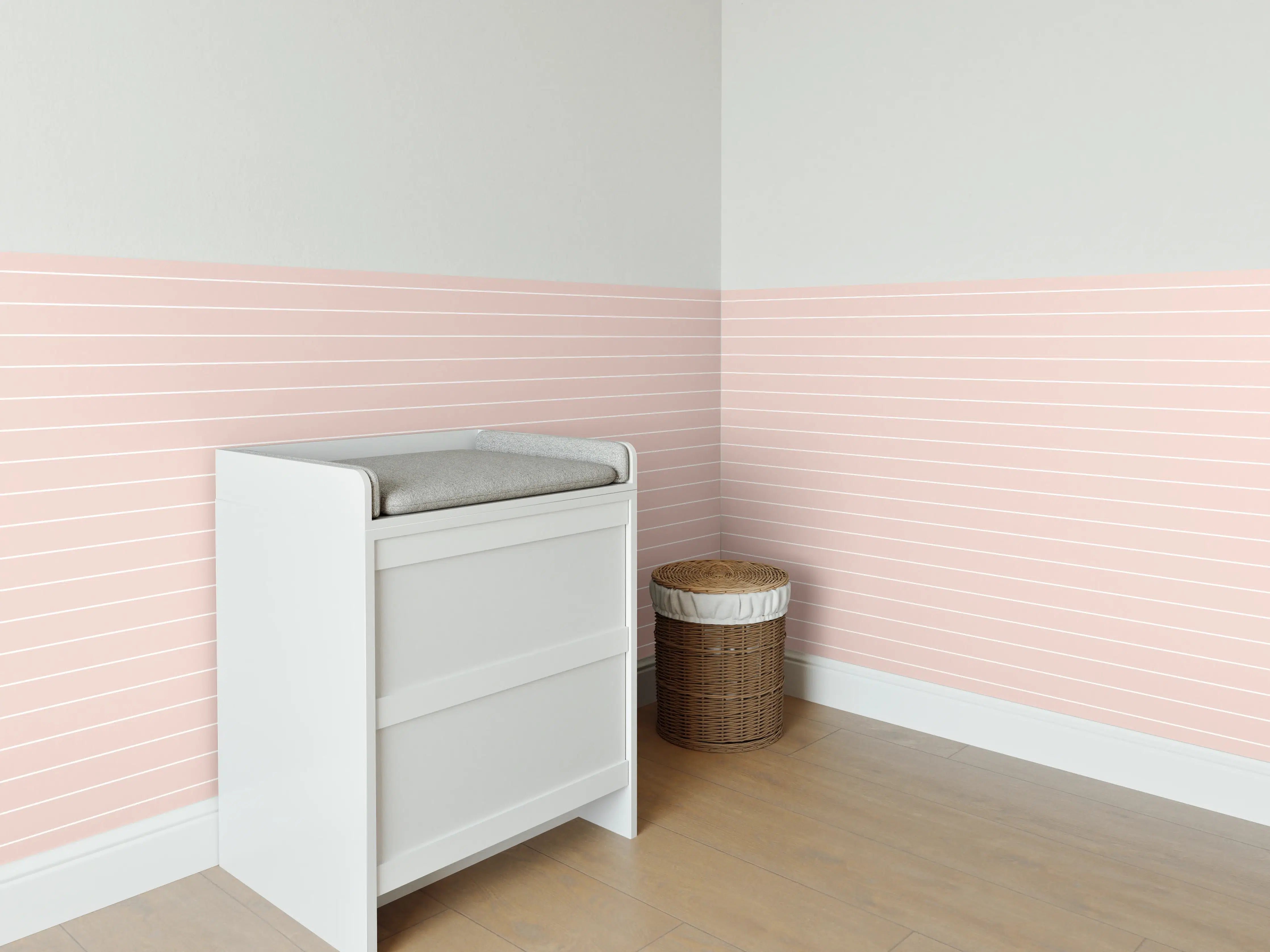 Babyzimmer Wandgestaltung - Sanfte Pastelltöne mit geometrischen Linien