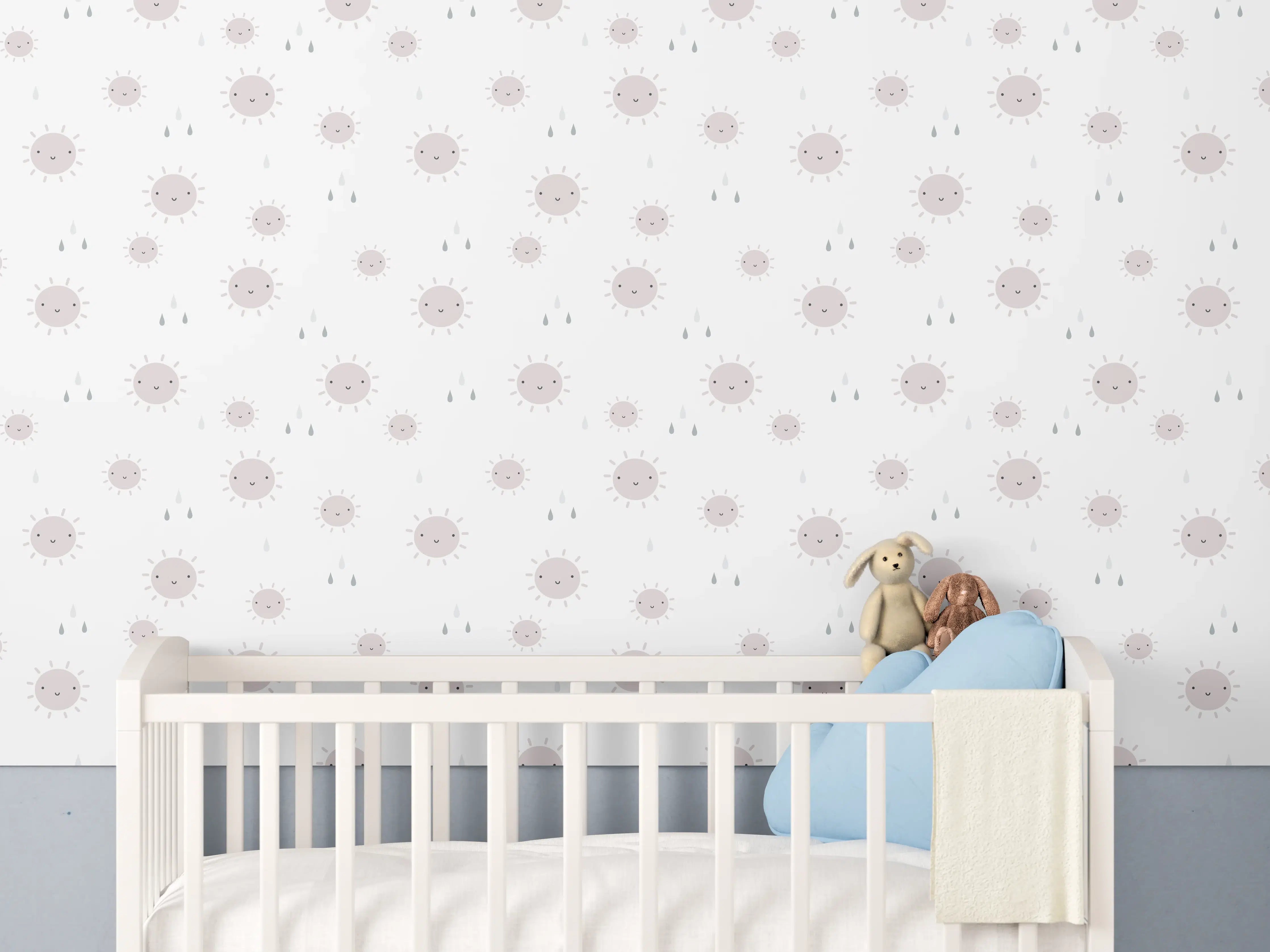 Babyzimmer Wandgestaltung - Sanfte Pünktchen in Weiß und Grau
