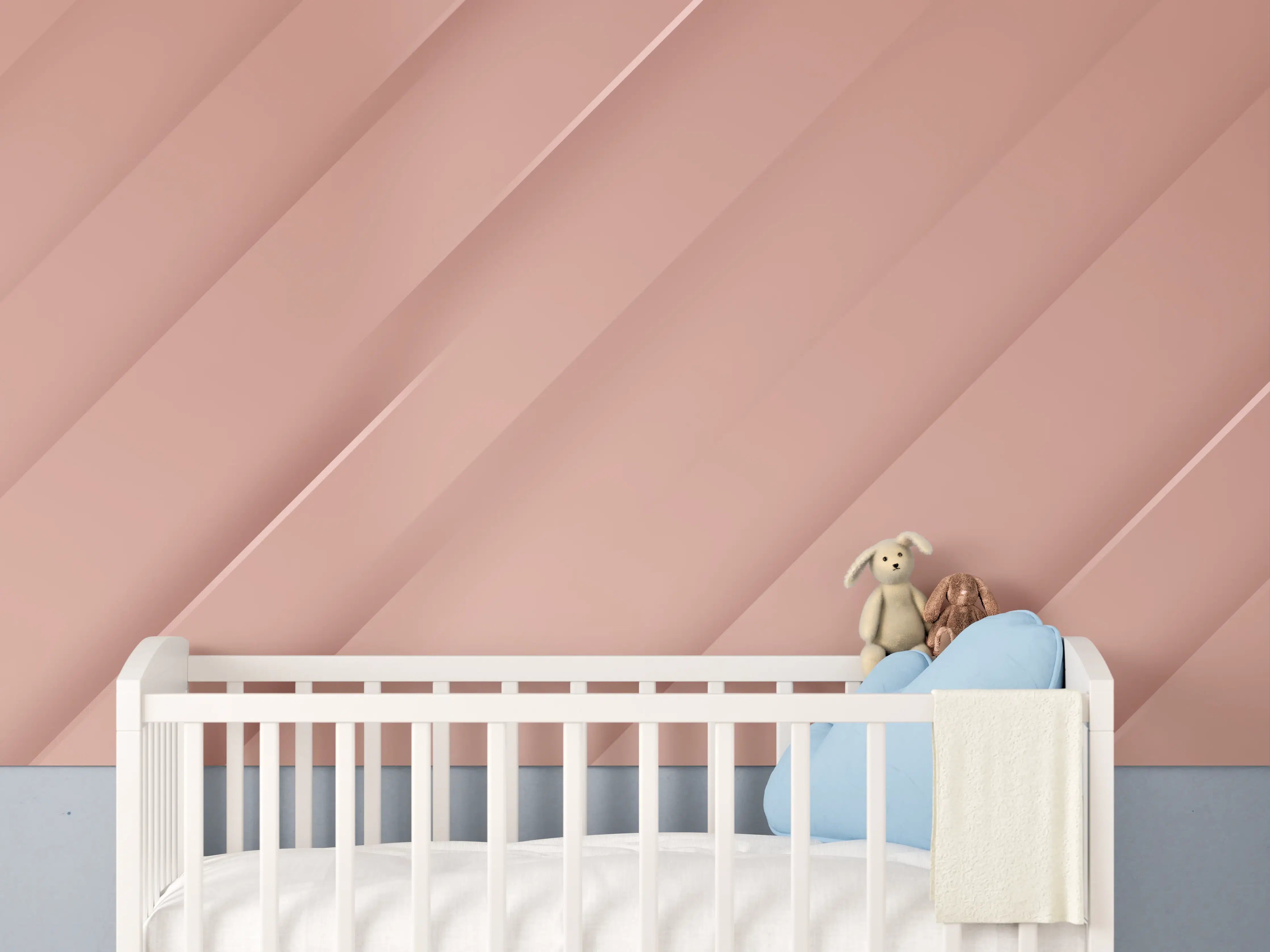 Babyzimmer Wandgestaltung - Sanfte Rosé Farbstrukturen