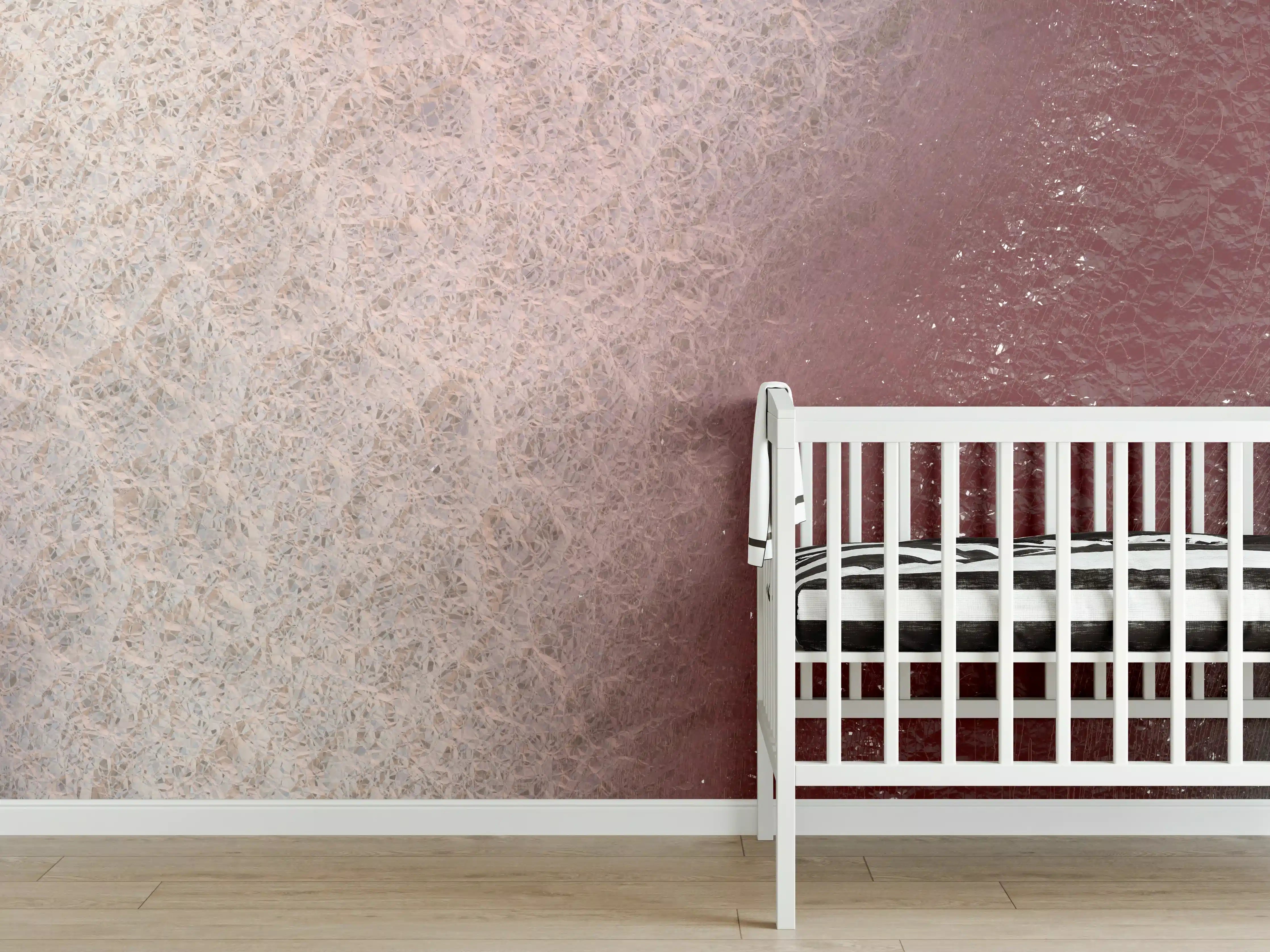Babyzimmer Wandgestaltung - Sanfte Rottöne und Grüntöne Textur