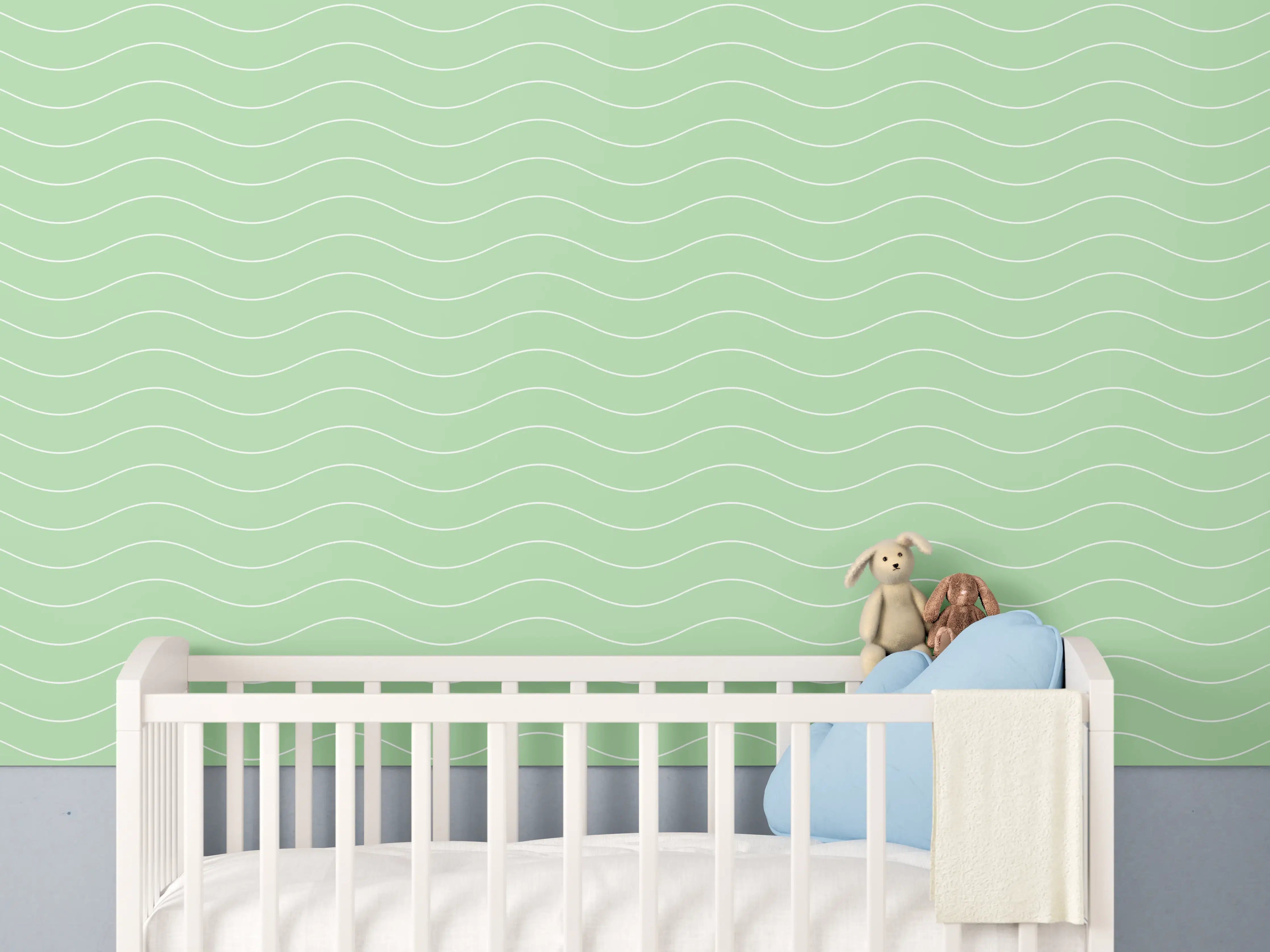 Babyzimmer Wandgestaltung - Sanfte Wasserfarbe mit Grau-Tönen