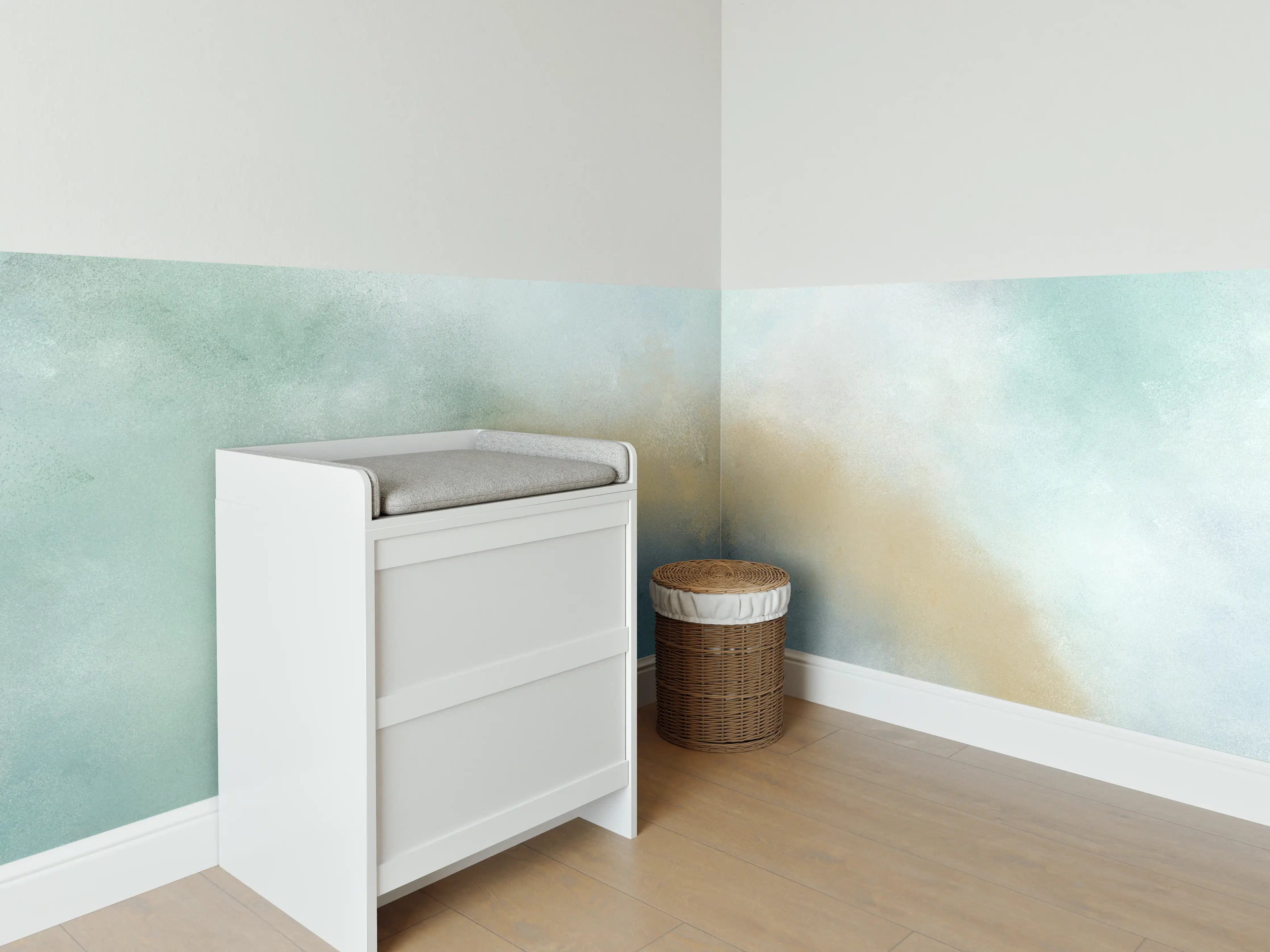 Babyzimmer Wandgestaltung - Sanfte Wasserfarben-Textur in Pastell