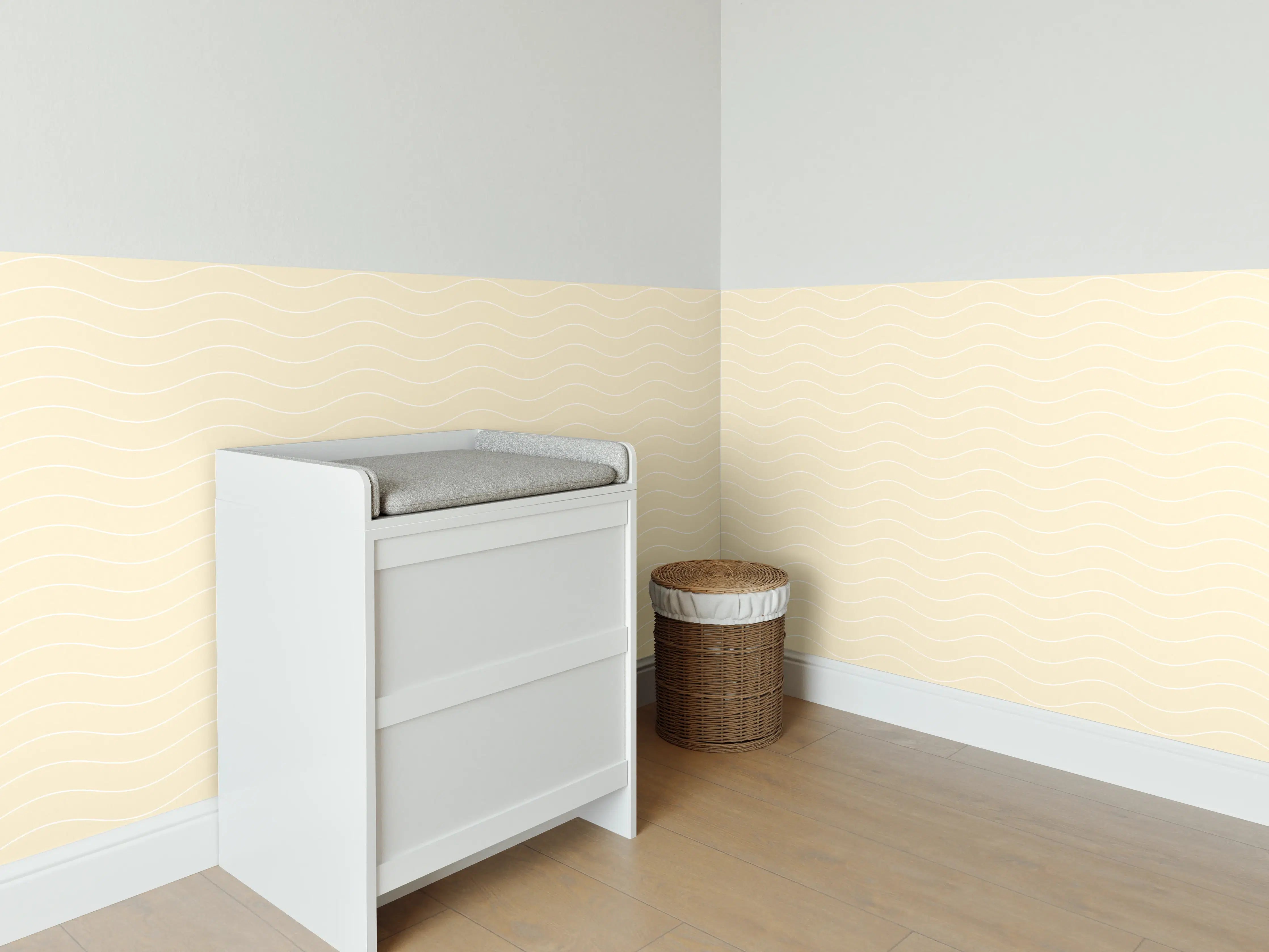 Babyzimmer Wandgestaltung - Sanfte Wellen in Beige