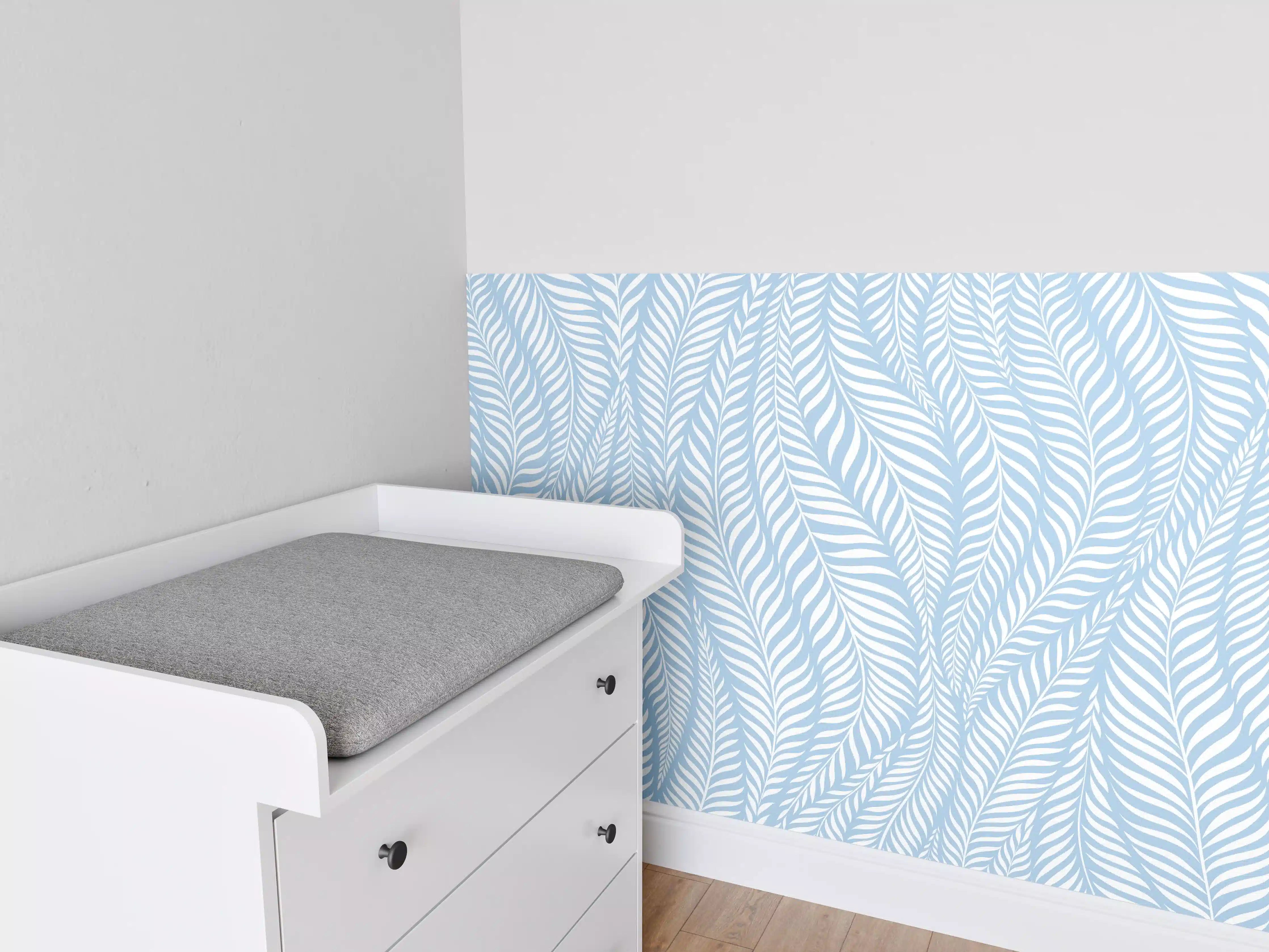 Babyzimmer Wandgestaltung - Sanfte Wellen in Blau und Weiß