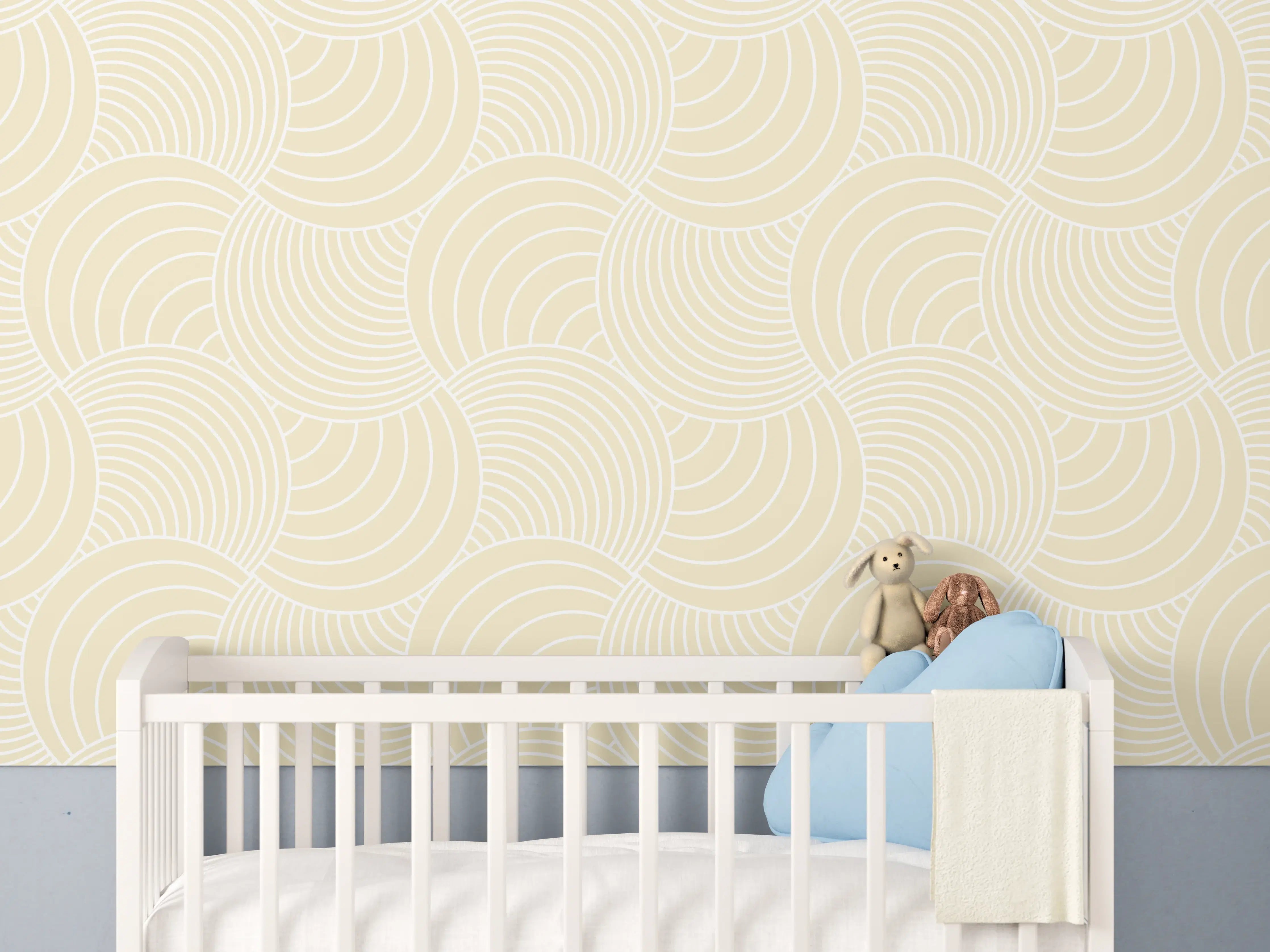Babyzimmer Wandgestaltung - Sanfte Wellen in Cremetönen