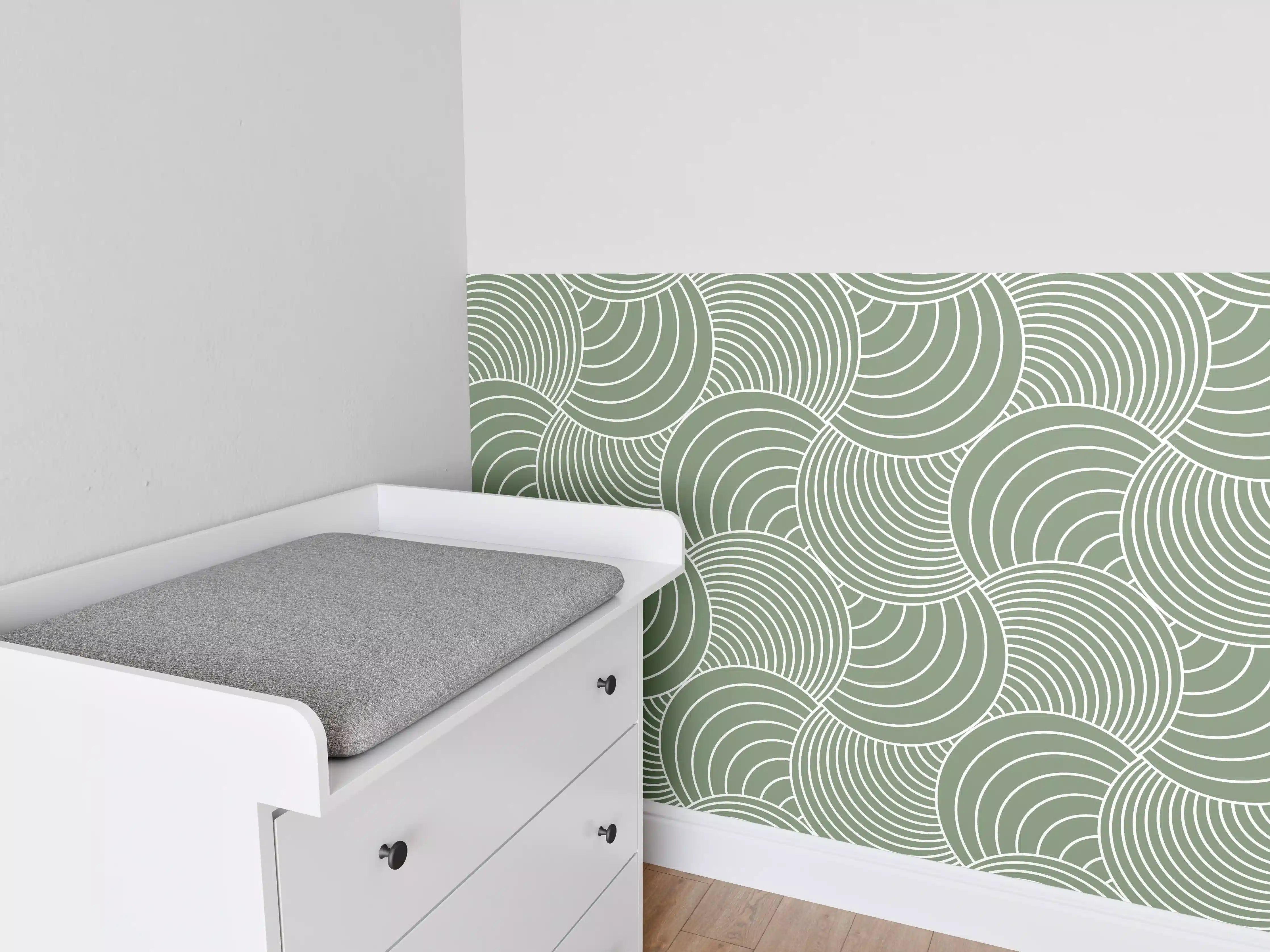 Babyzimmer Wandgestaltung - Sanfte Wellen in Ozean-Grün