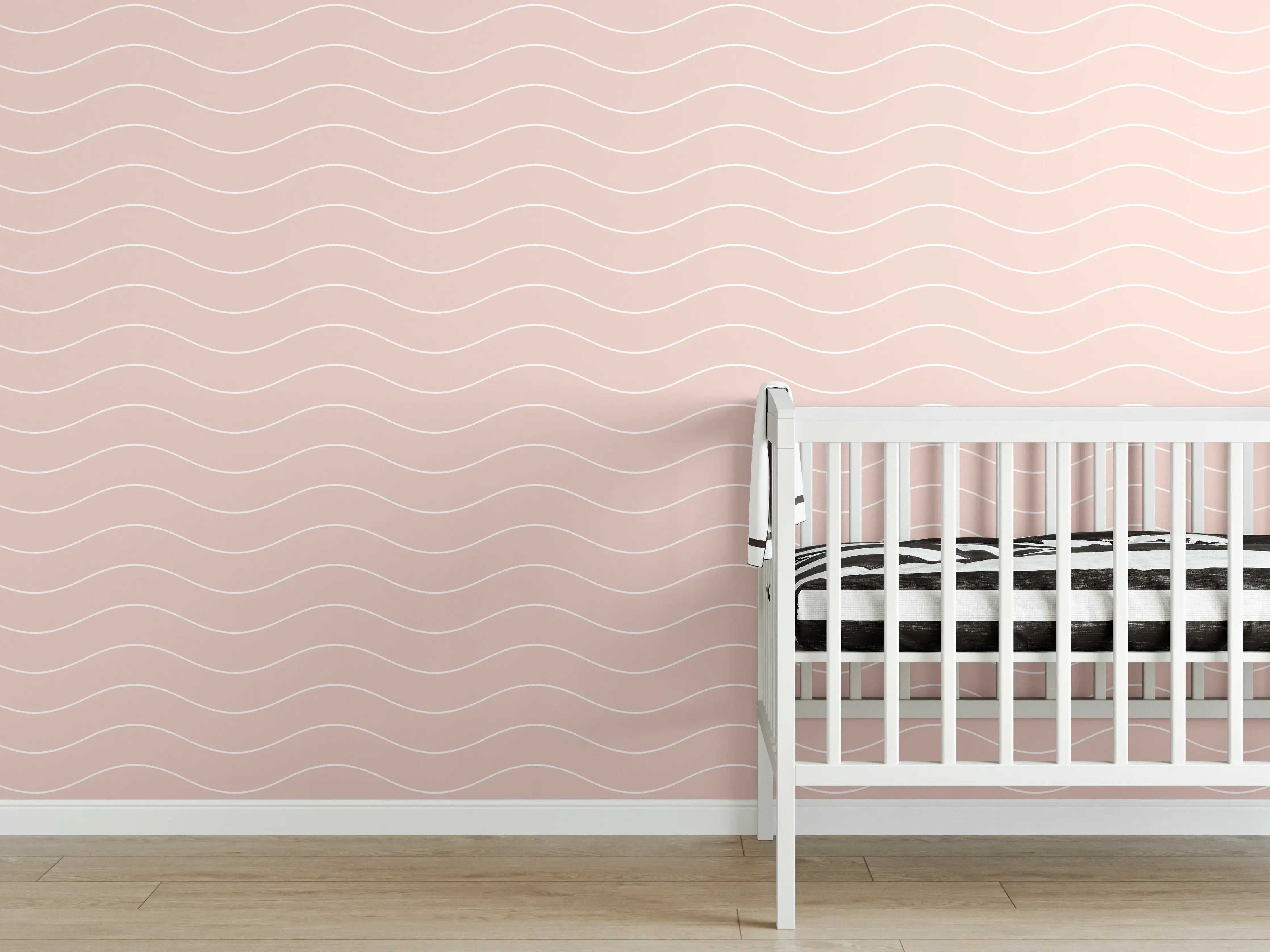 Babyzimmer Wandgestaltung - Sanfte Wellen in Rosa