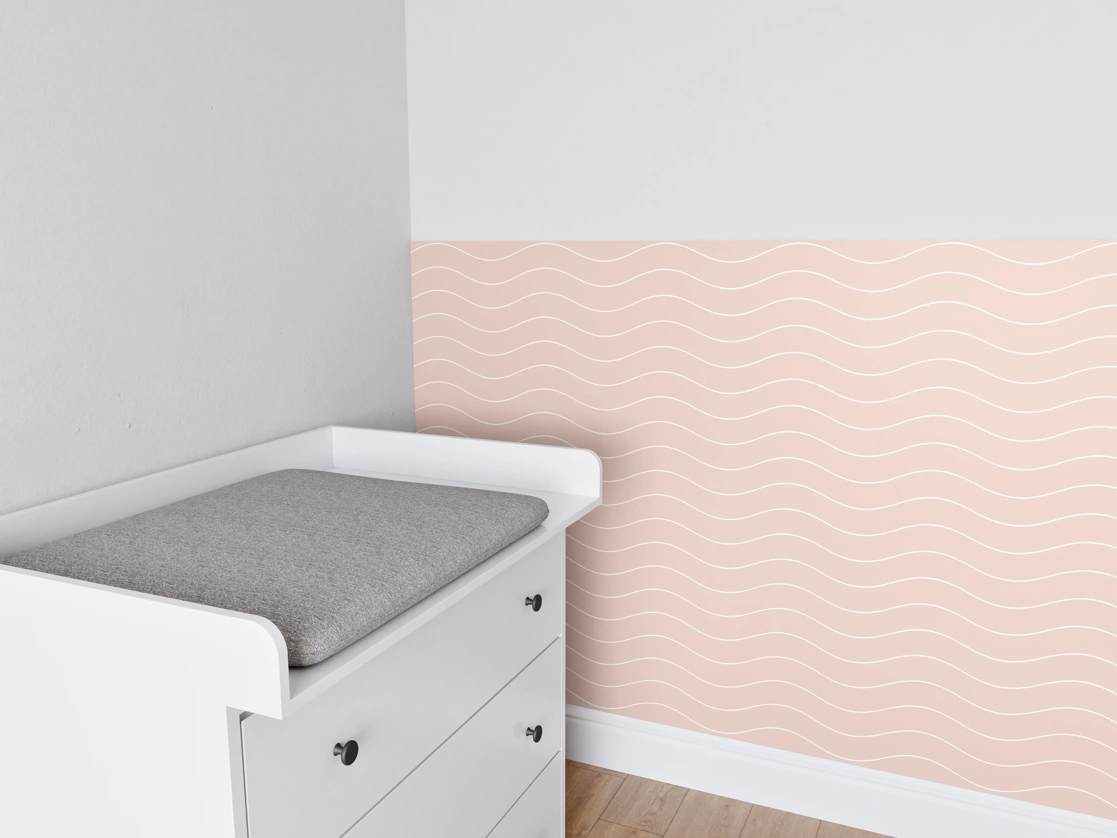 Babyzimmer Wandgestaltung - Sanfte Wellen in Rosa