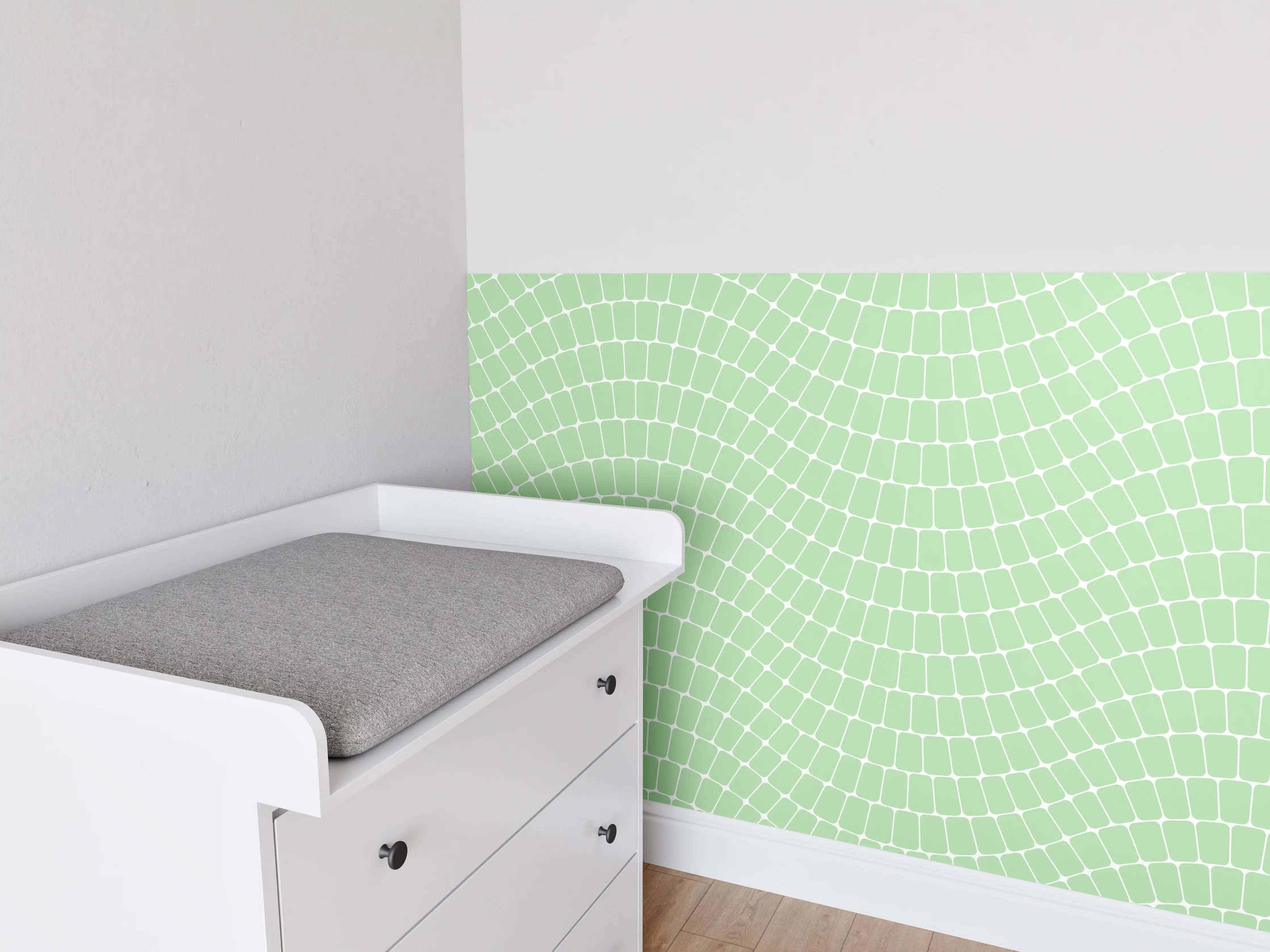Babyzimmer Wandgestaltung - Sanfte Wellen in Zartgrün