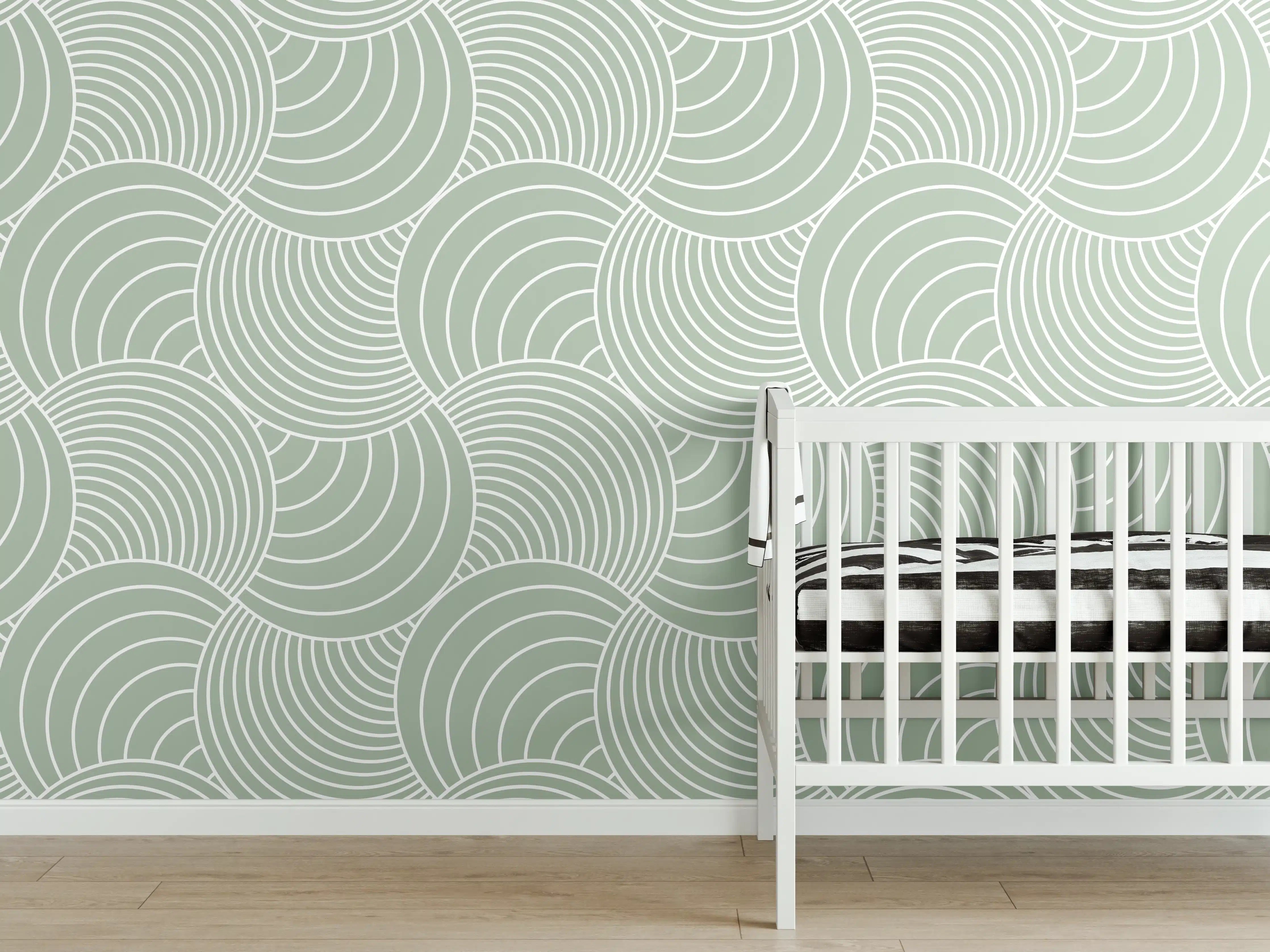 Babyzimmer Wandgestaltung - Sanfte Wellen in gedeckten Farben