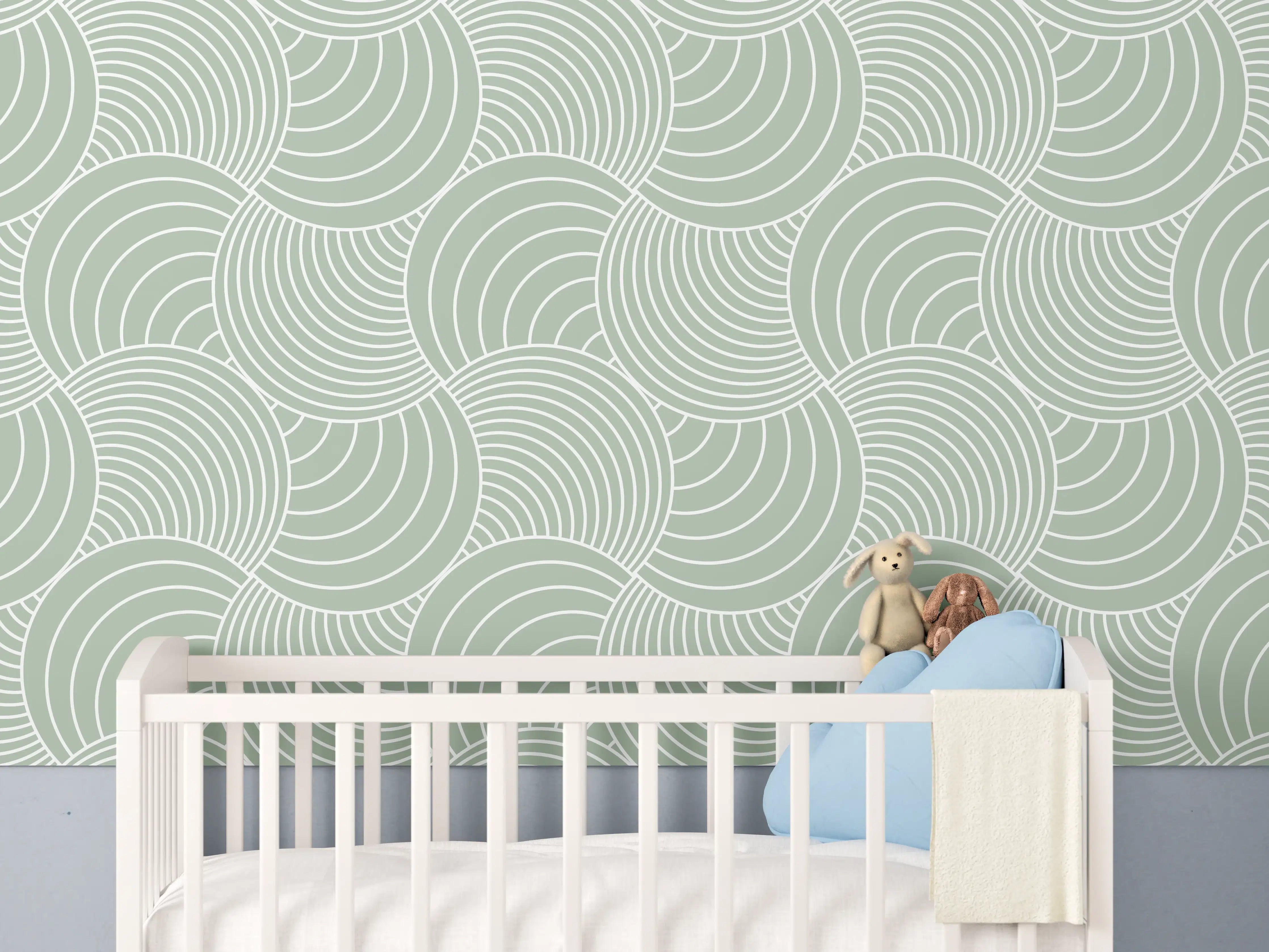 Babyzimmer Wandgestaltung - Sanfte Wellen in gedeckten Farben