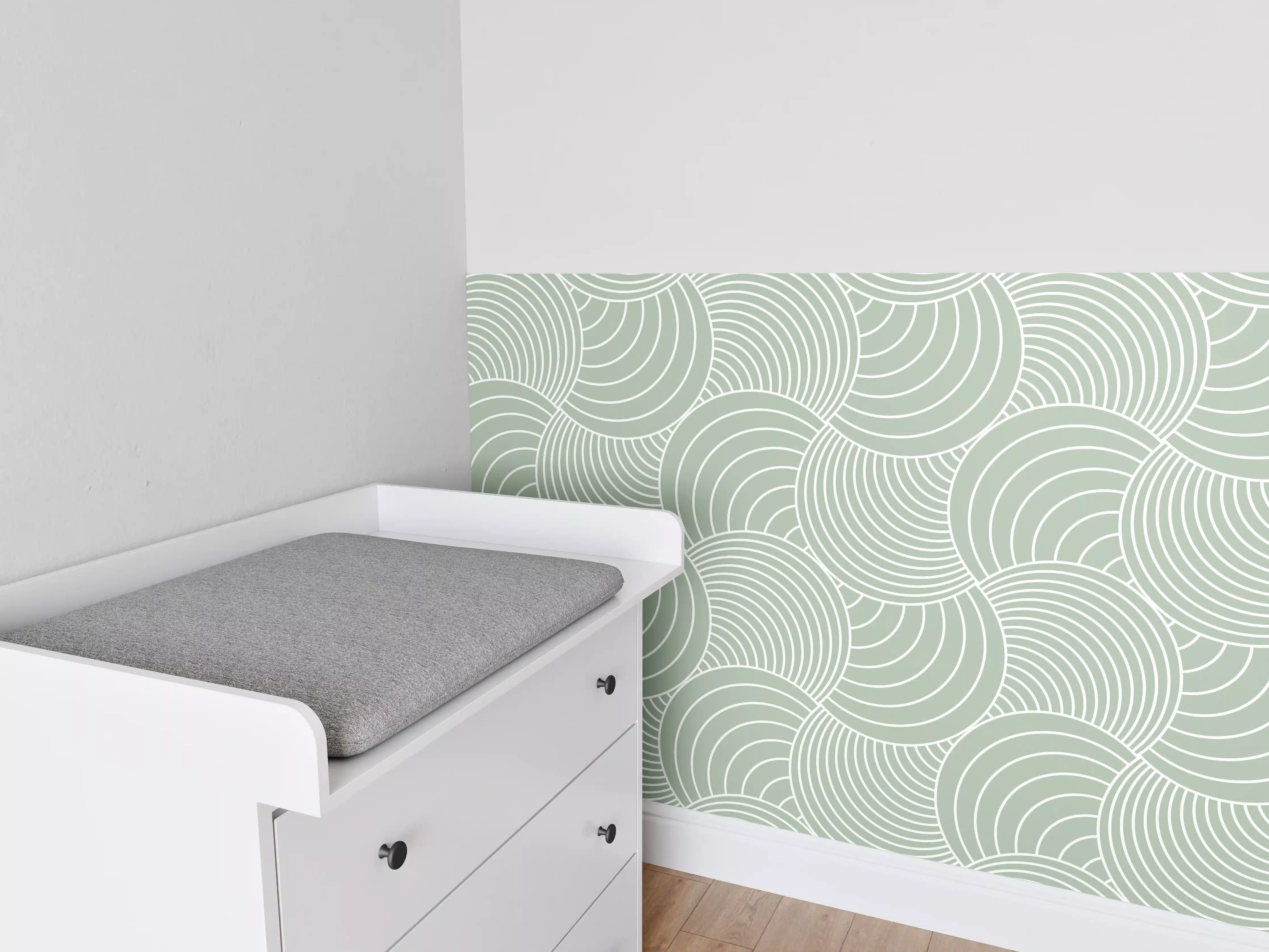 Babyzimmer Wandgestaltung - Sanfte Wellen in gedeckten Farben