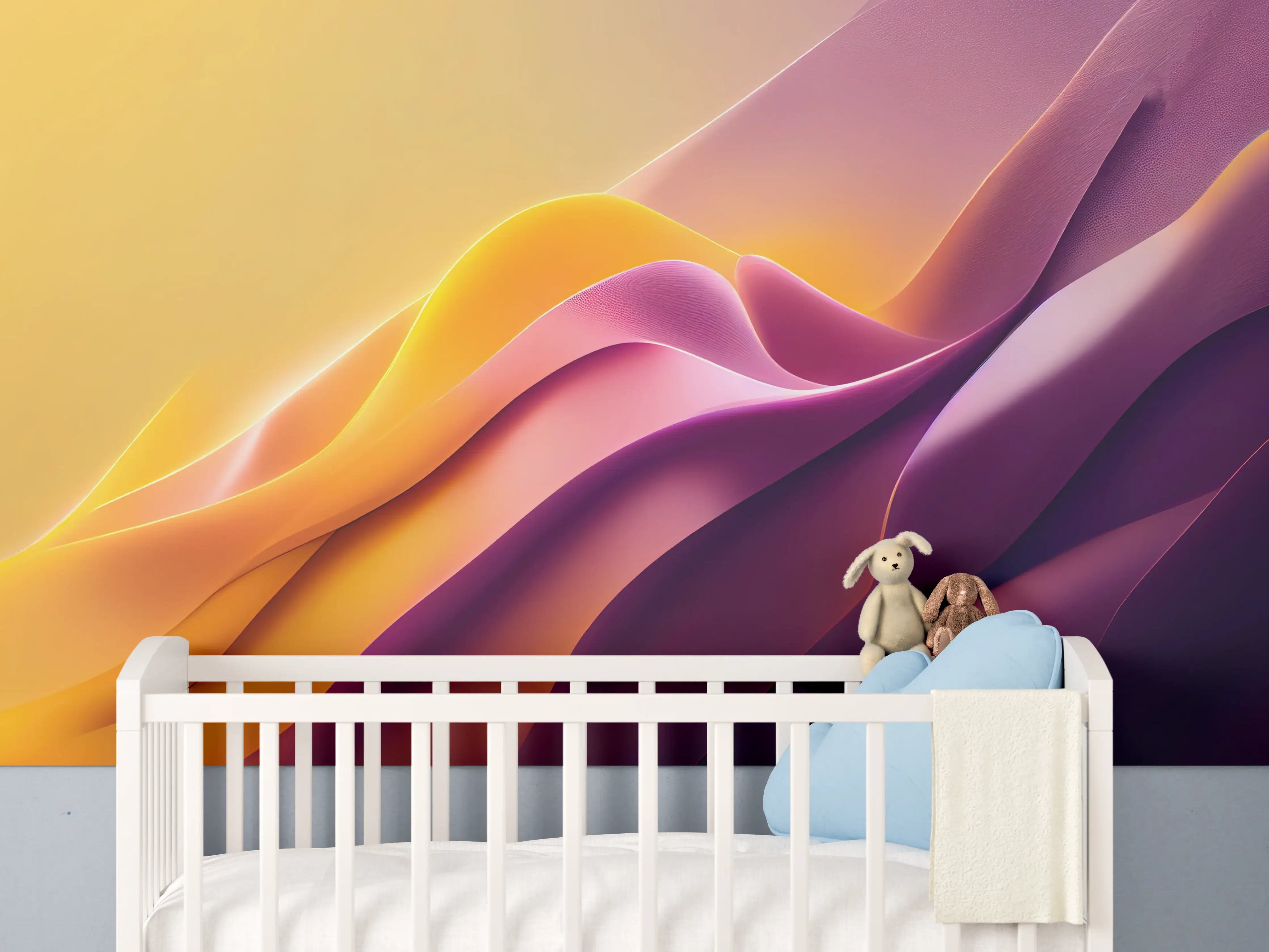 Babyzimmer Wandgestaltung - Sanfte Wellen in warmen Farben