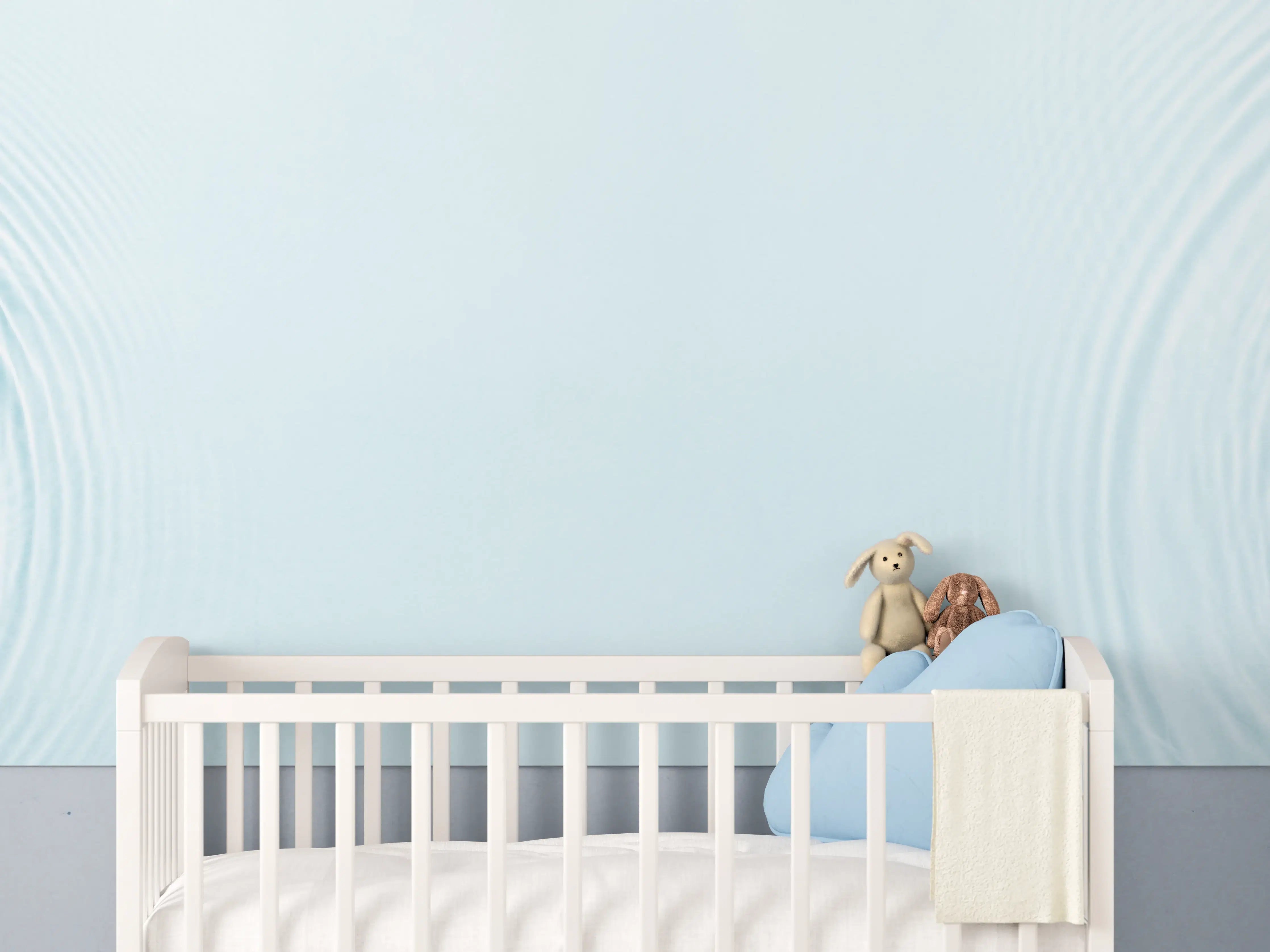 Babyzimmer Wandgestaltung - Sanfte blaue Wellenringe