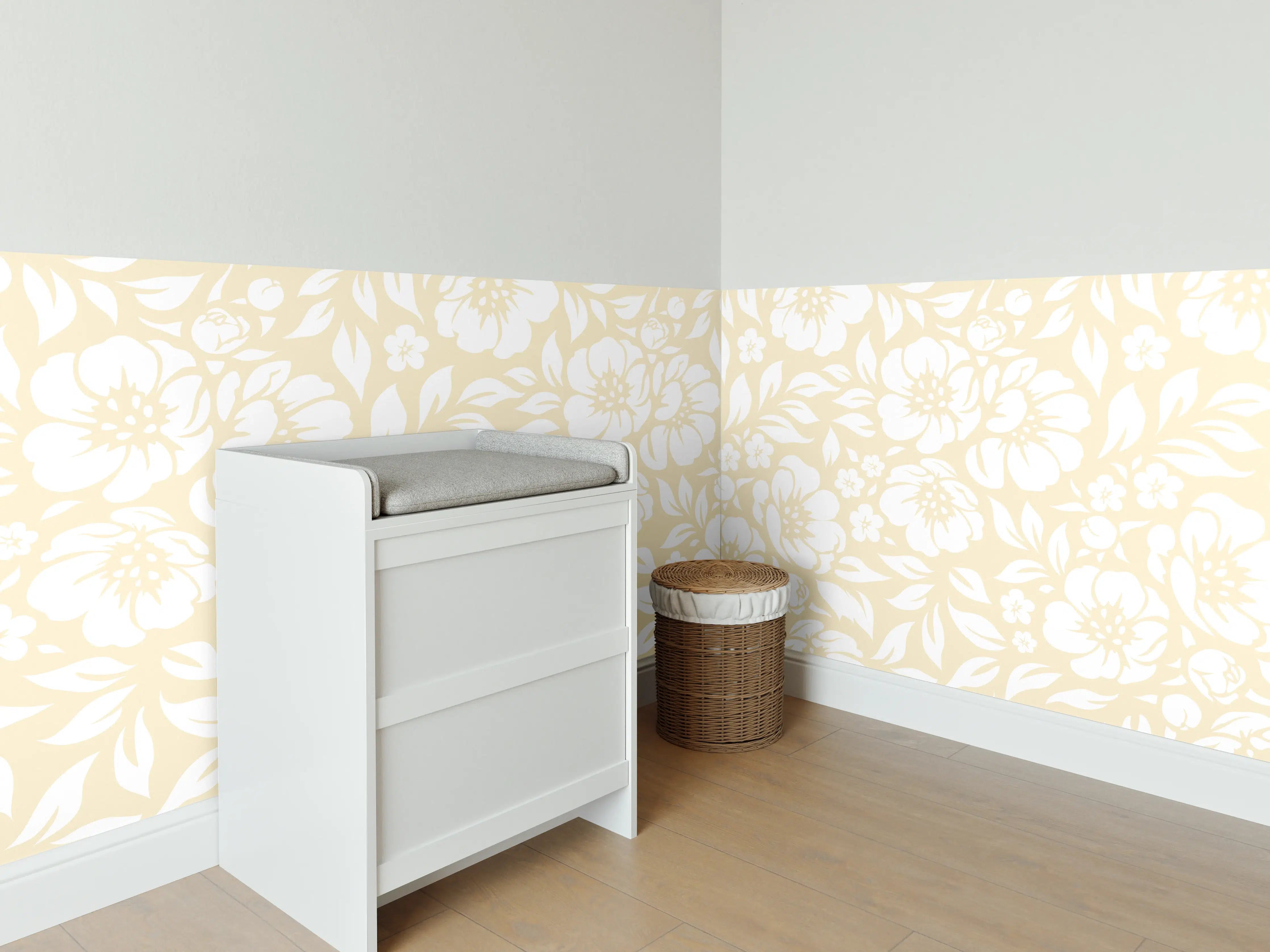 Babyzimmer Wandgestaltung - Sanfte florale Natur-Optik