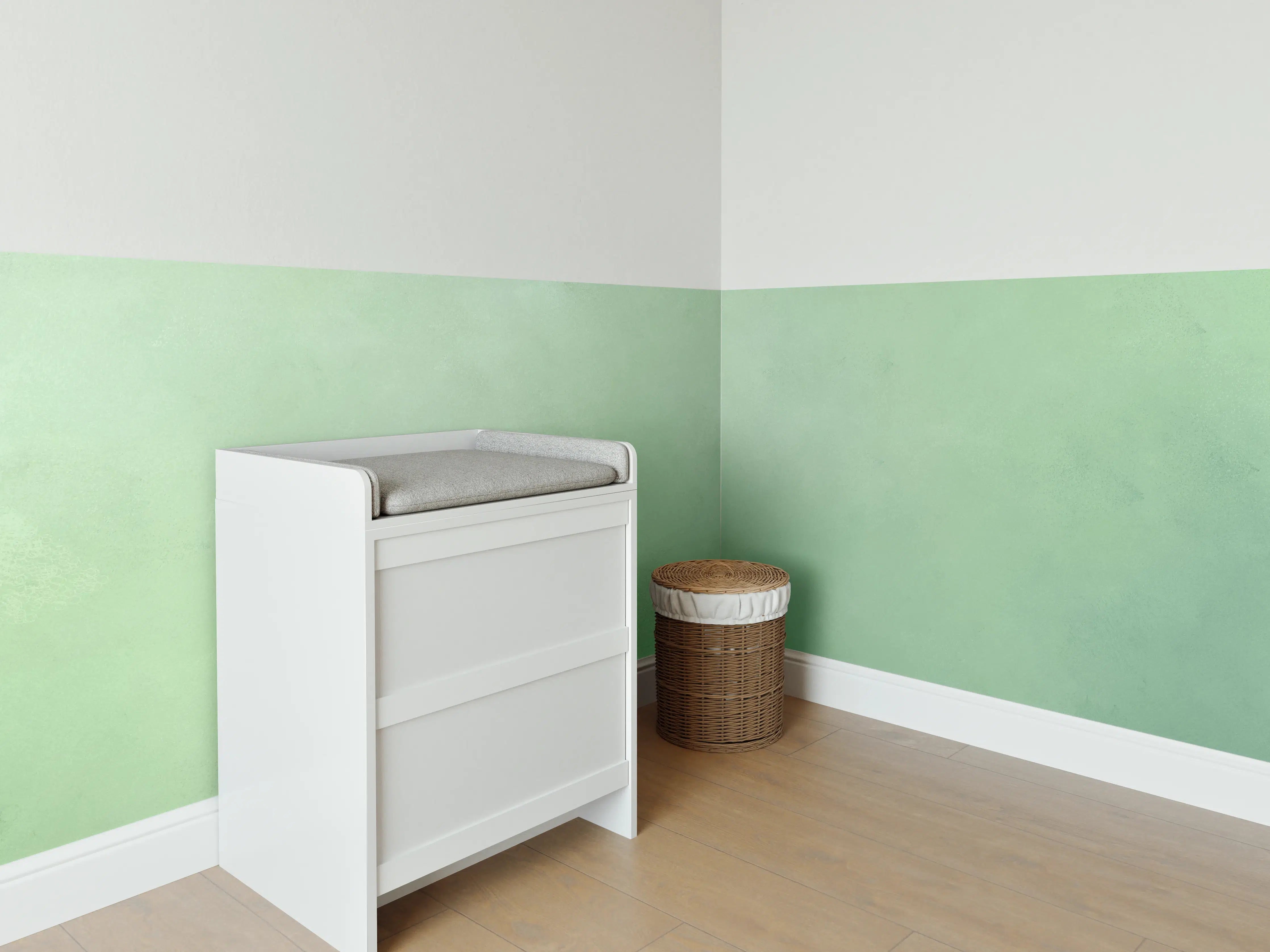 Babyzimmer Wandgestaltung - Sanfte grüne Farbverlaufsedition
