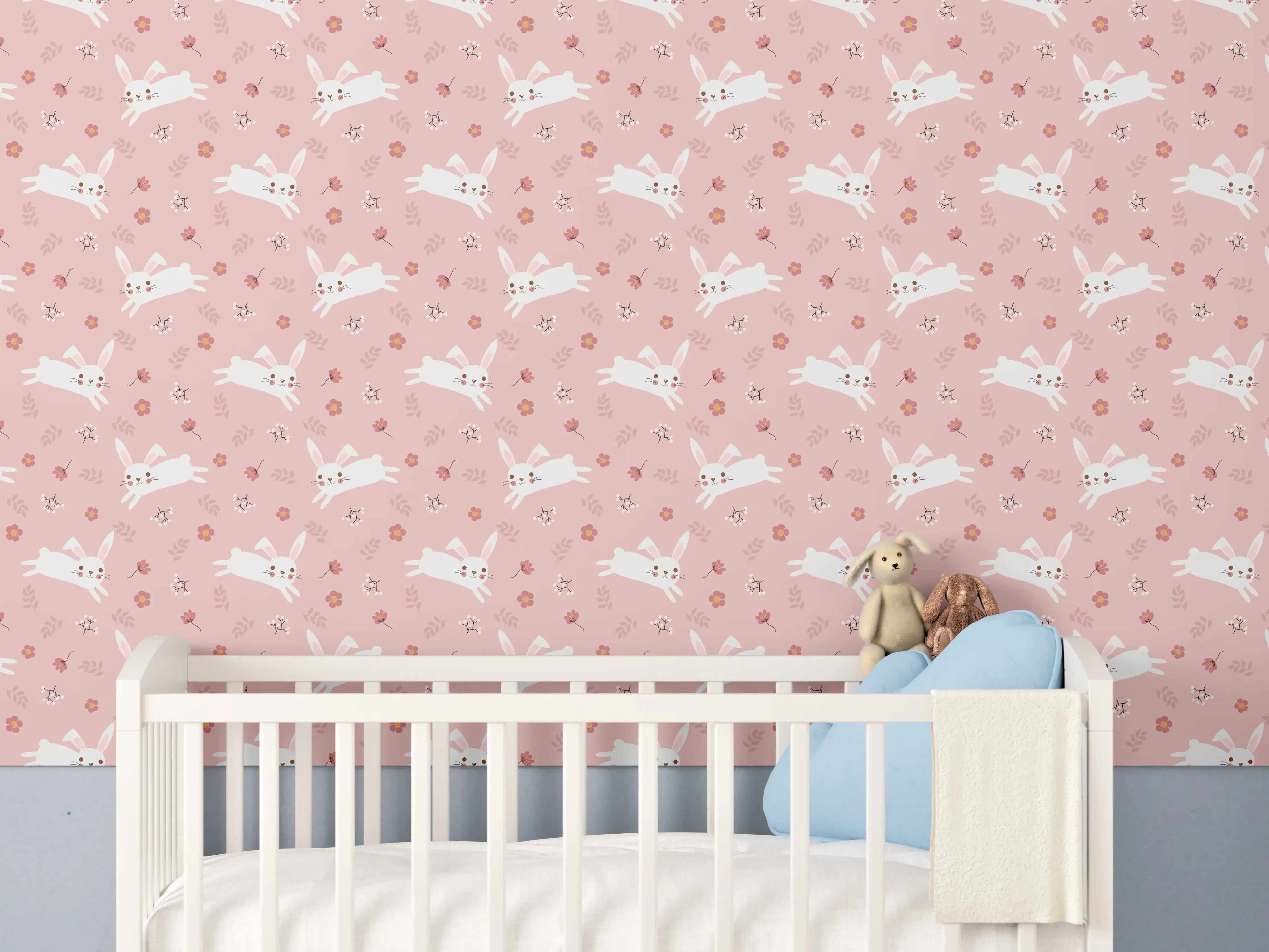 Babyzimmer Wandgestaltung - Sanfte rosa Himmel mit blühenden Kirschbumen