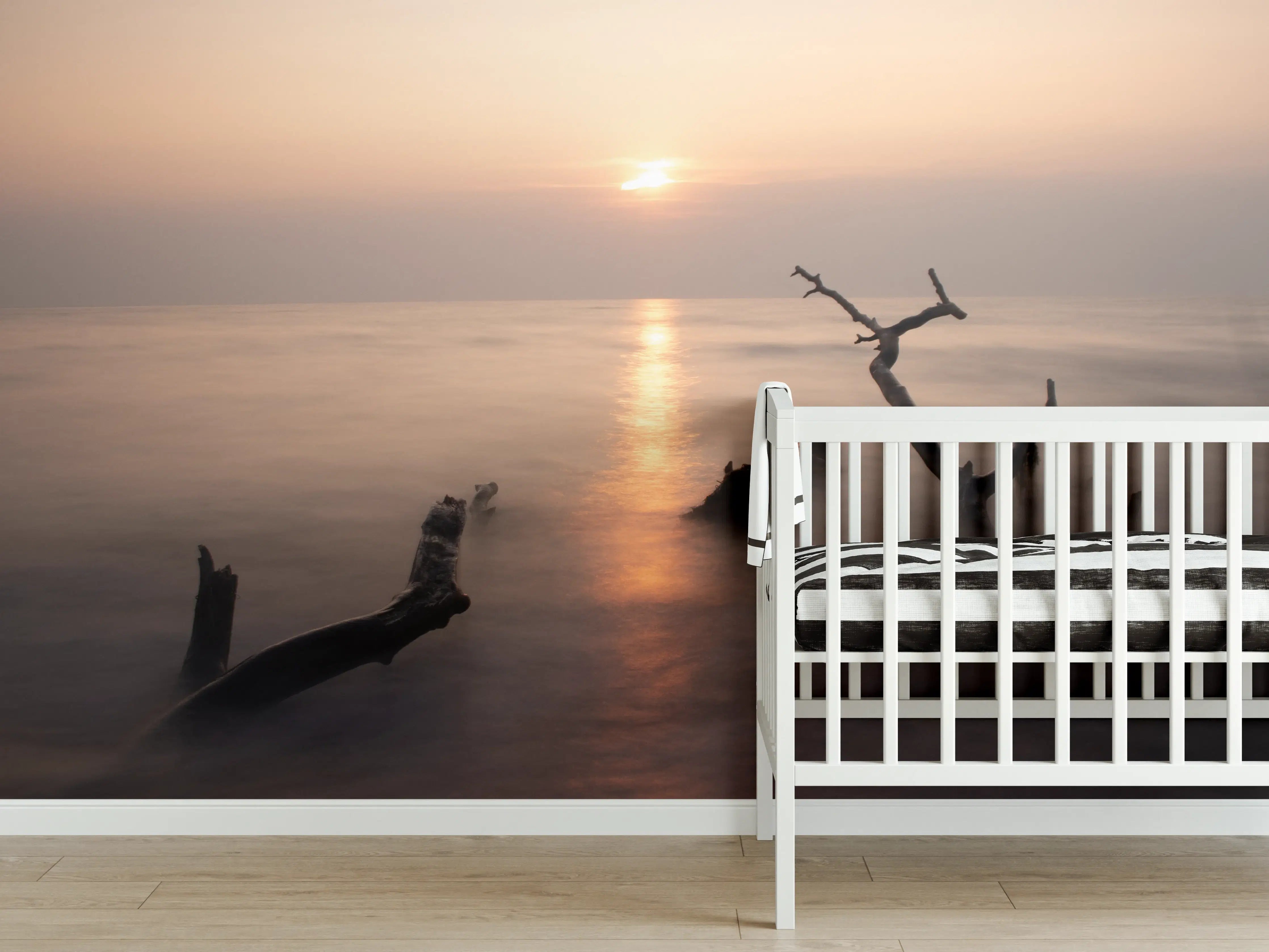 Babyzimmer Wandgestaltung - Sanfter Sonnenuntergang am Meer