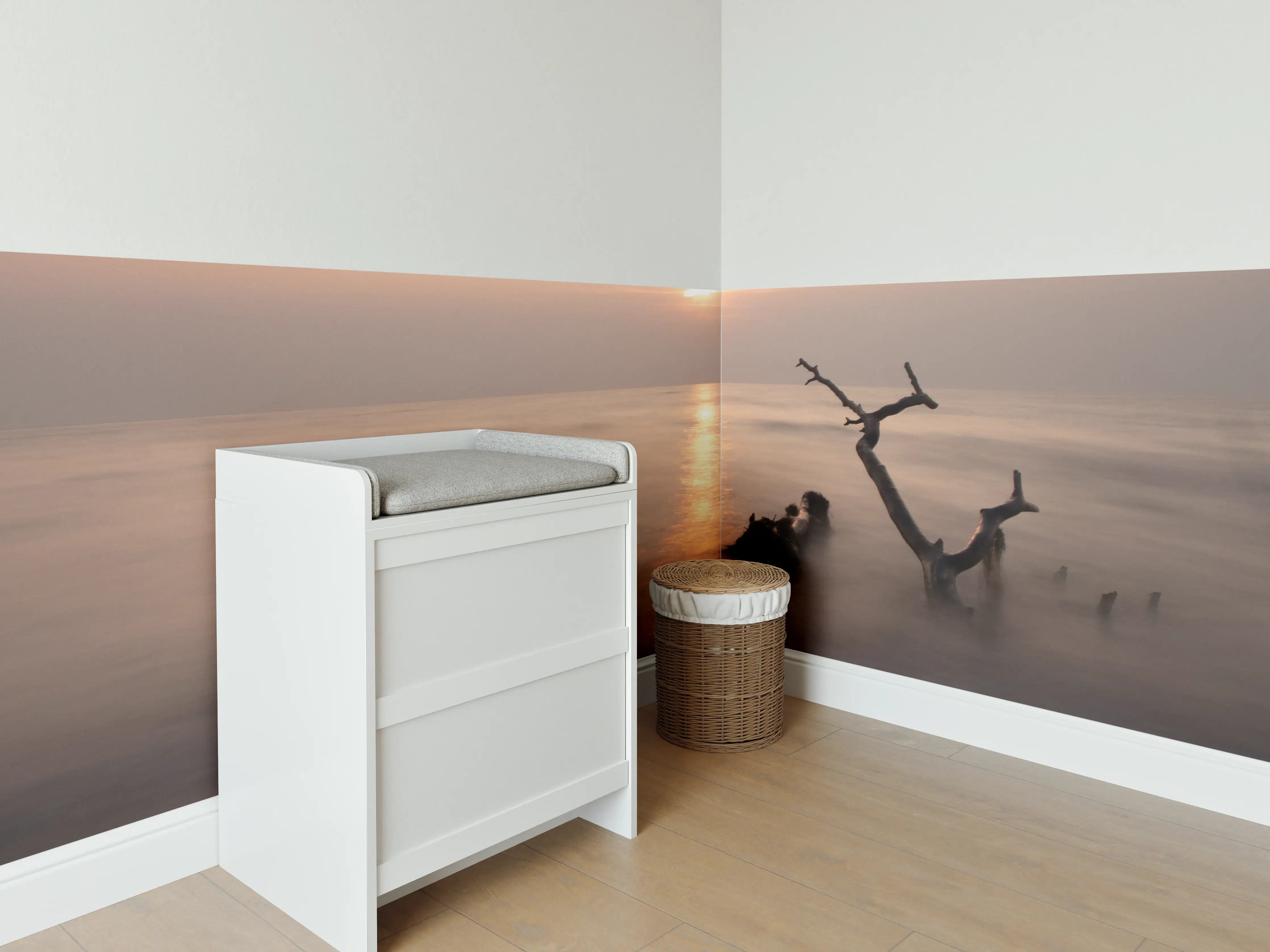 Babyzimmer Wandgestaltung - Sanfter Sonnenuntergang am Meer
