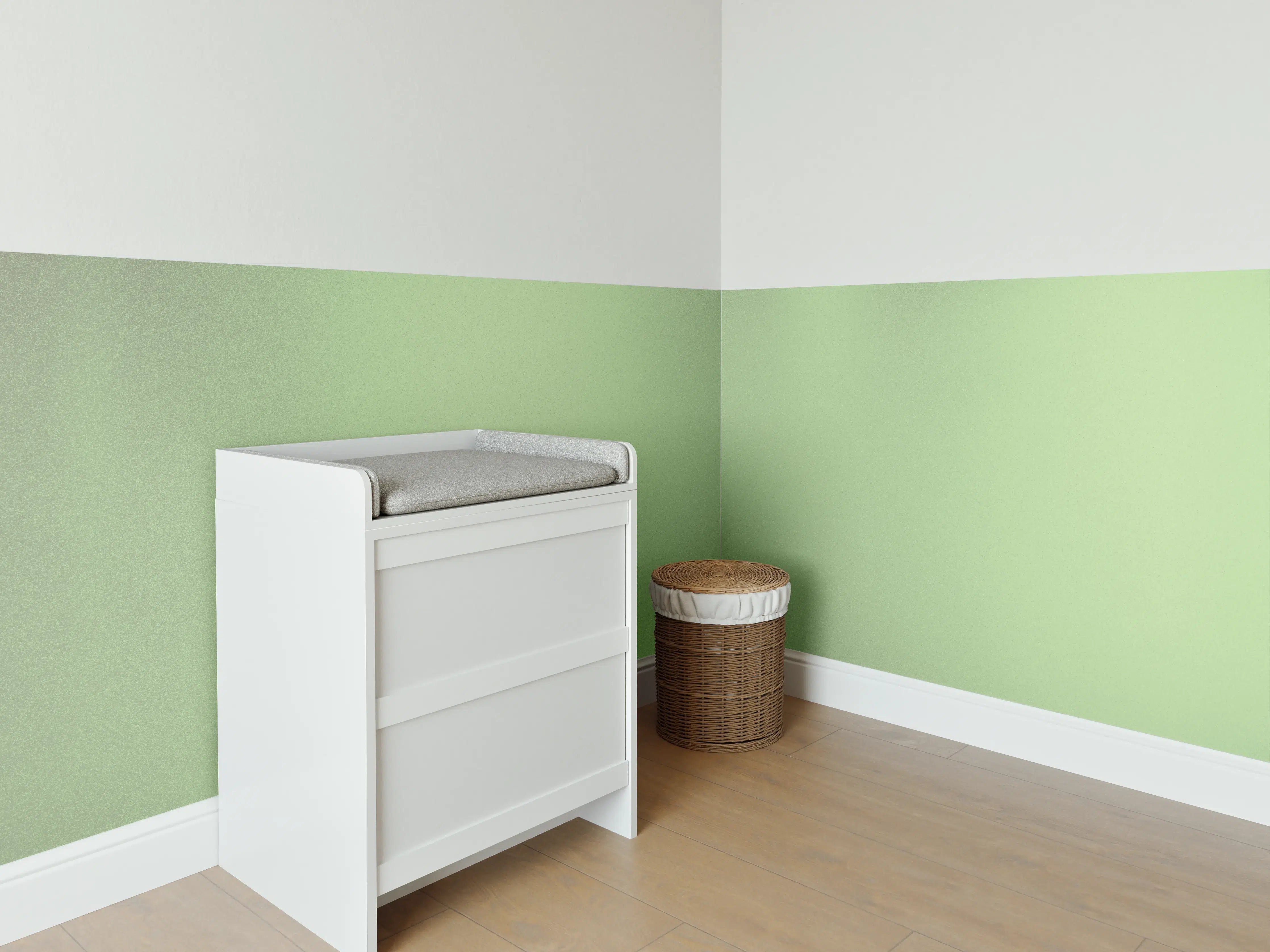 Babyzimmer Wandgestaltung - Sanfter grüner Farbverlauf