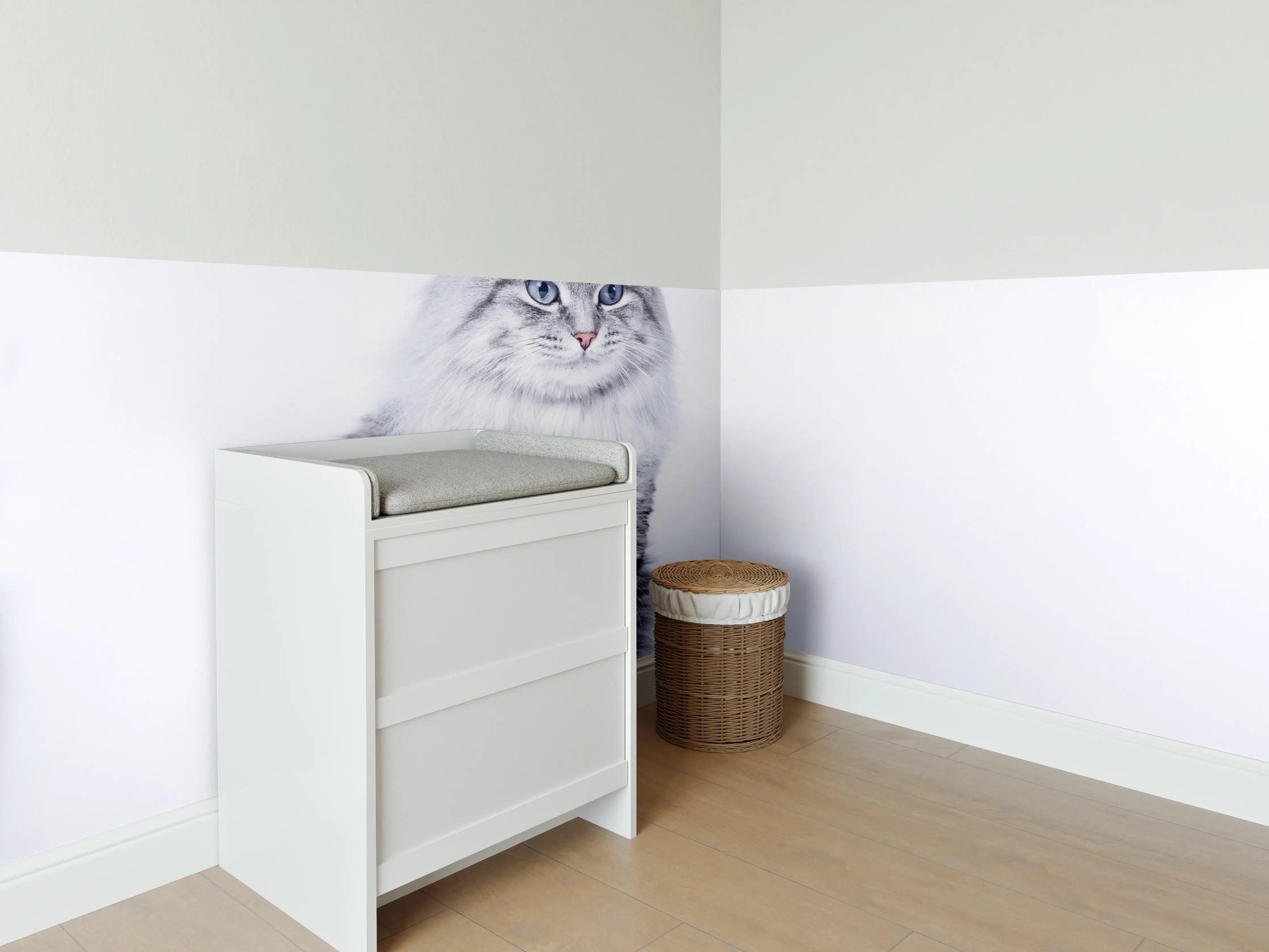 Babyzimmer Wandgestaltung - Schattiger Katzenblick