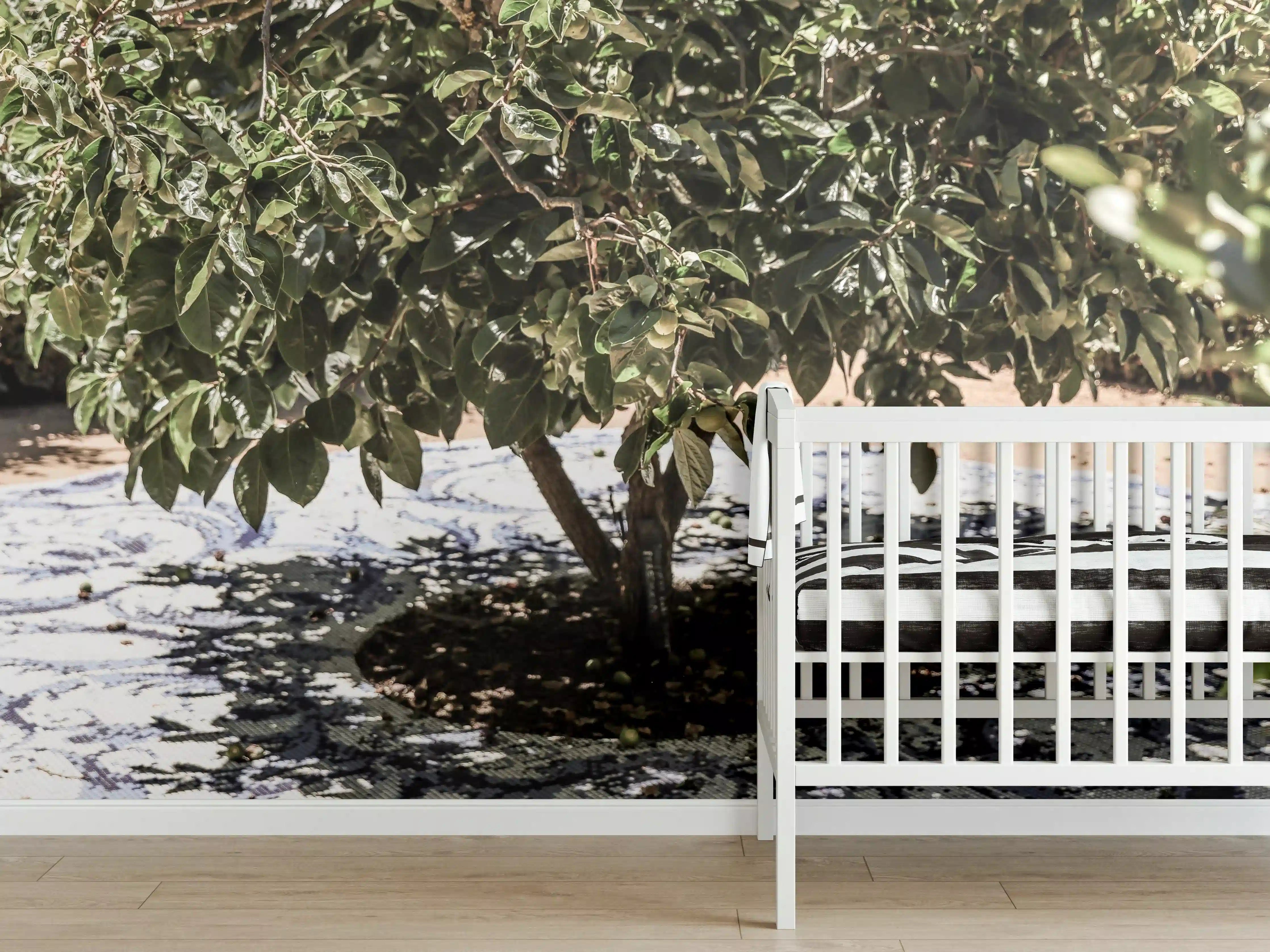 Babyzimmer Wandgestaltung - Schattiges Baummosaik Natur