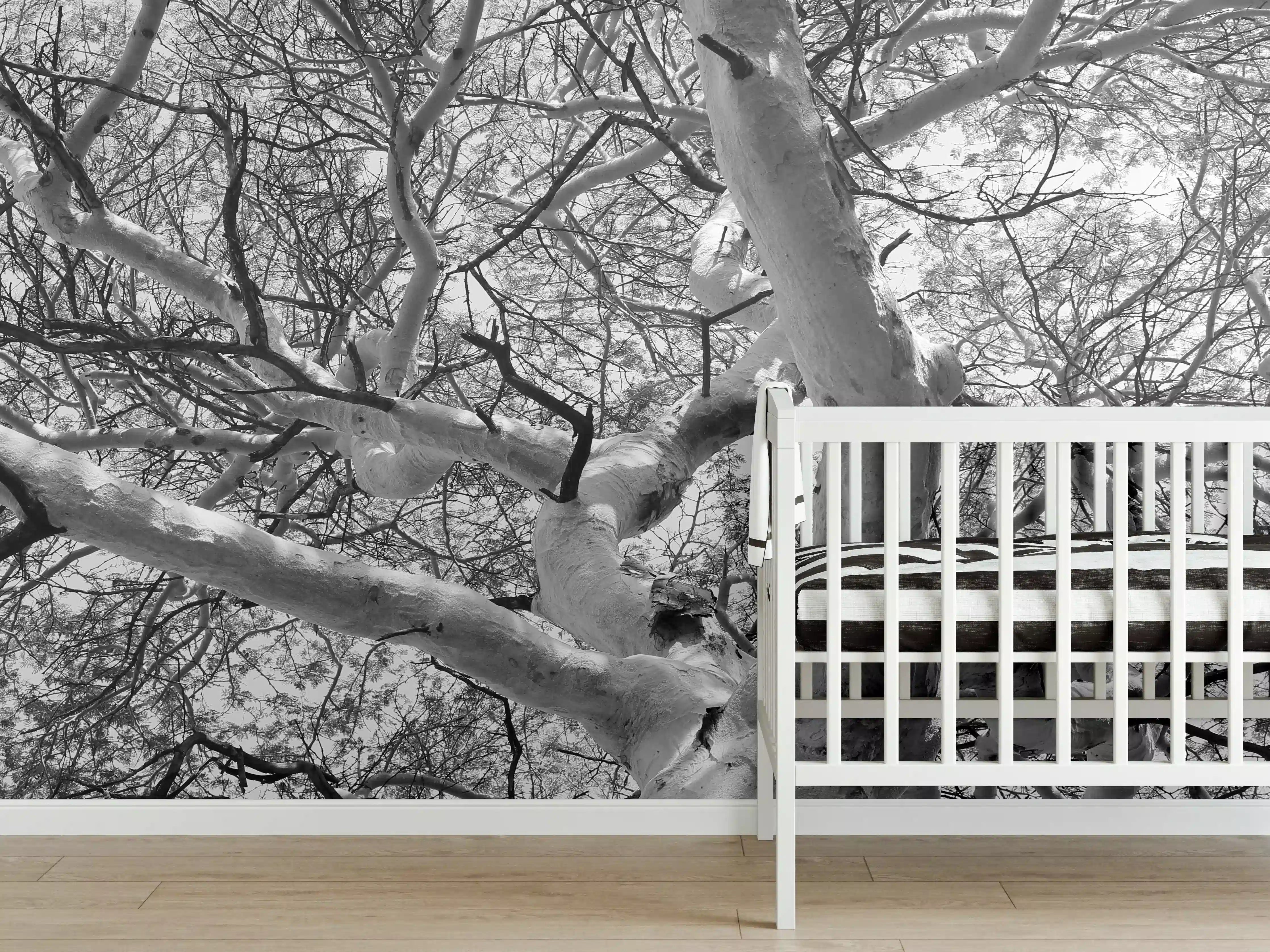 Babyzimmer Wandgestaltung - Schneeüberdeckte Baumkrone
