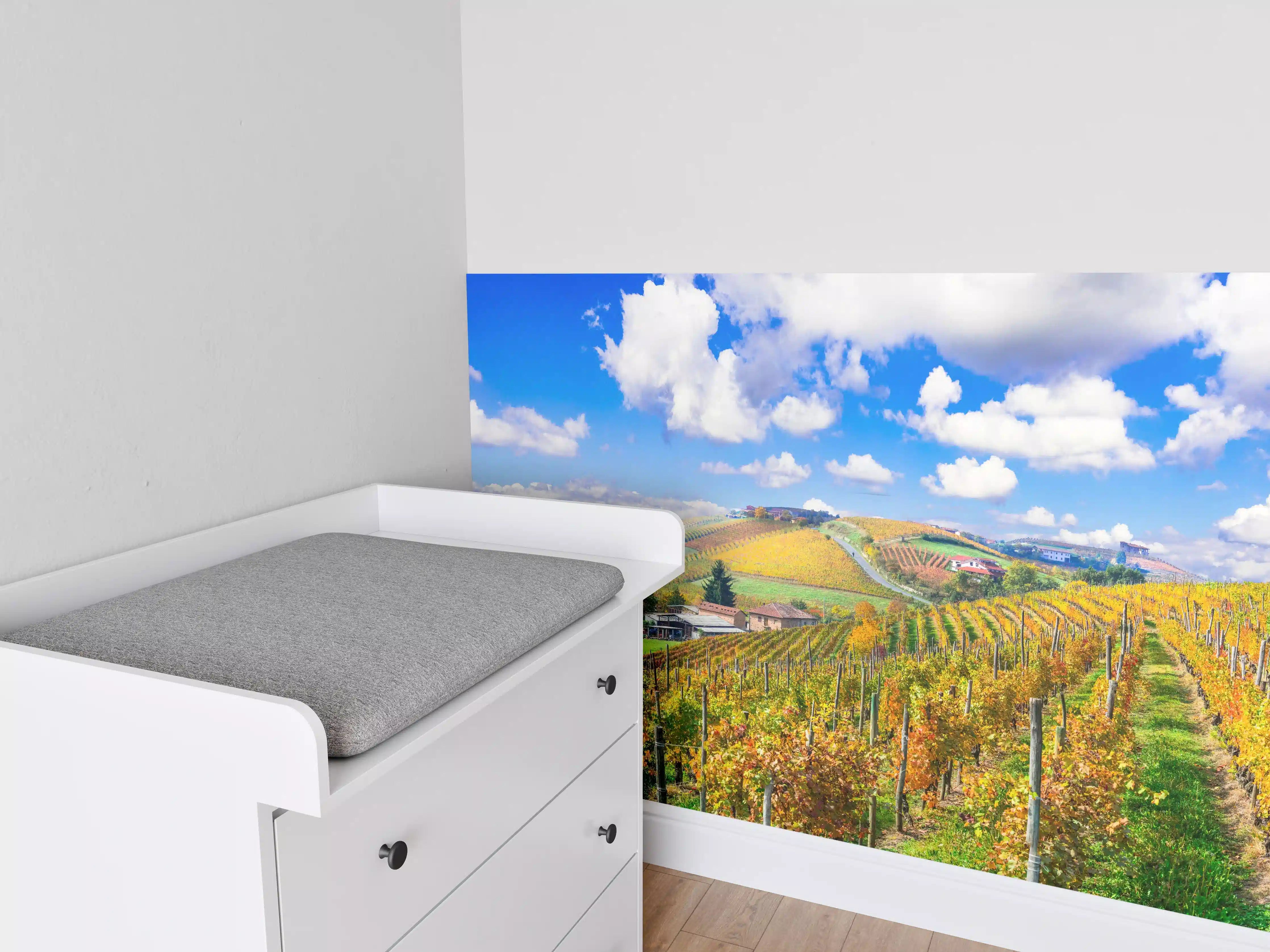 Babyzimmer Wandgestaltung - Schöne Herbstlandschaft mit Weinbergen - Toskana