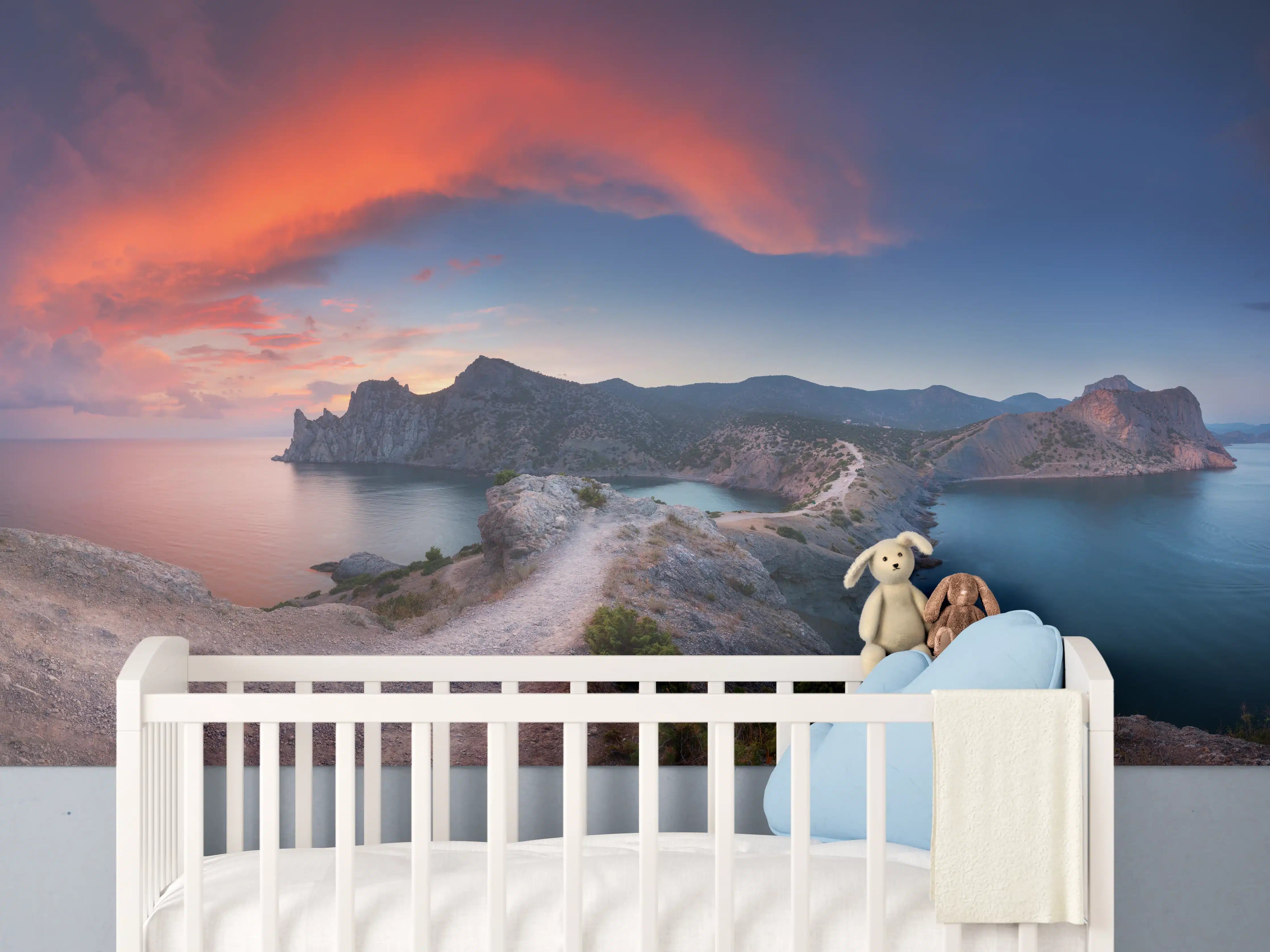 Babyzimmer Wandgestaltung - Schöne Panoramalandschaft mit Bergen