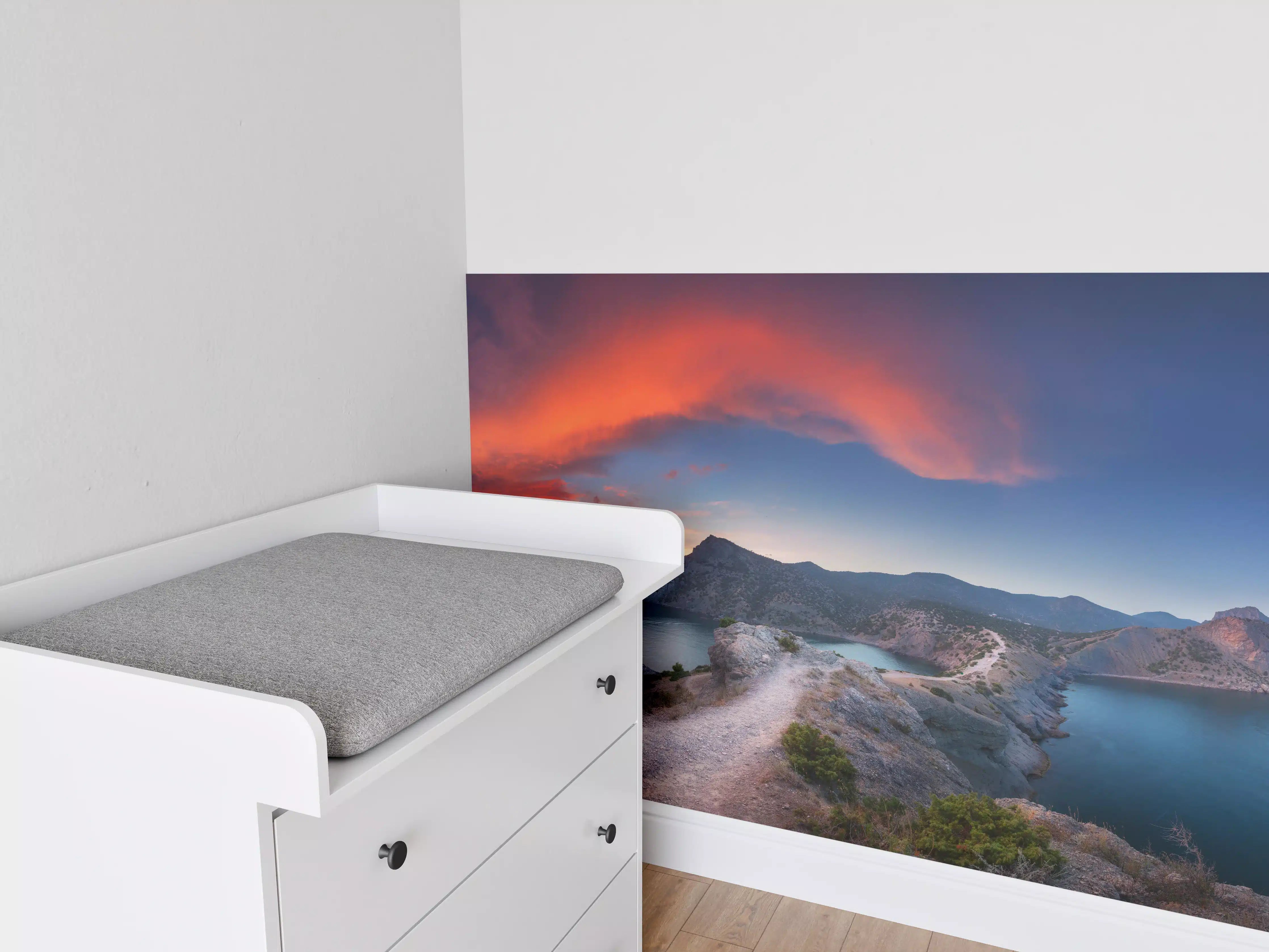 Babyzimmer Wandgestaltung - Schöne Panoramalandschaft mit Bergen