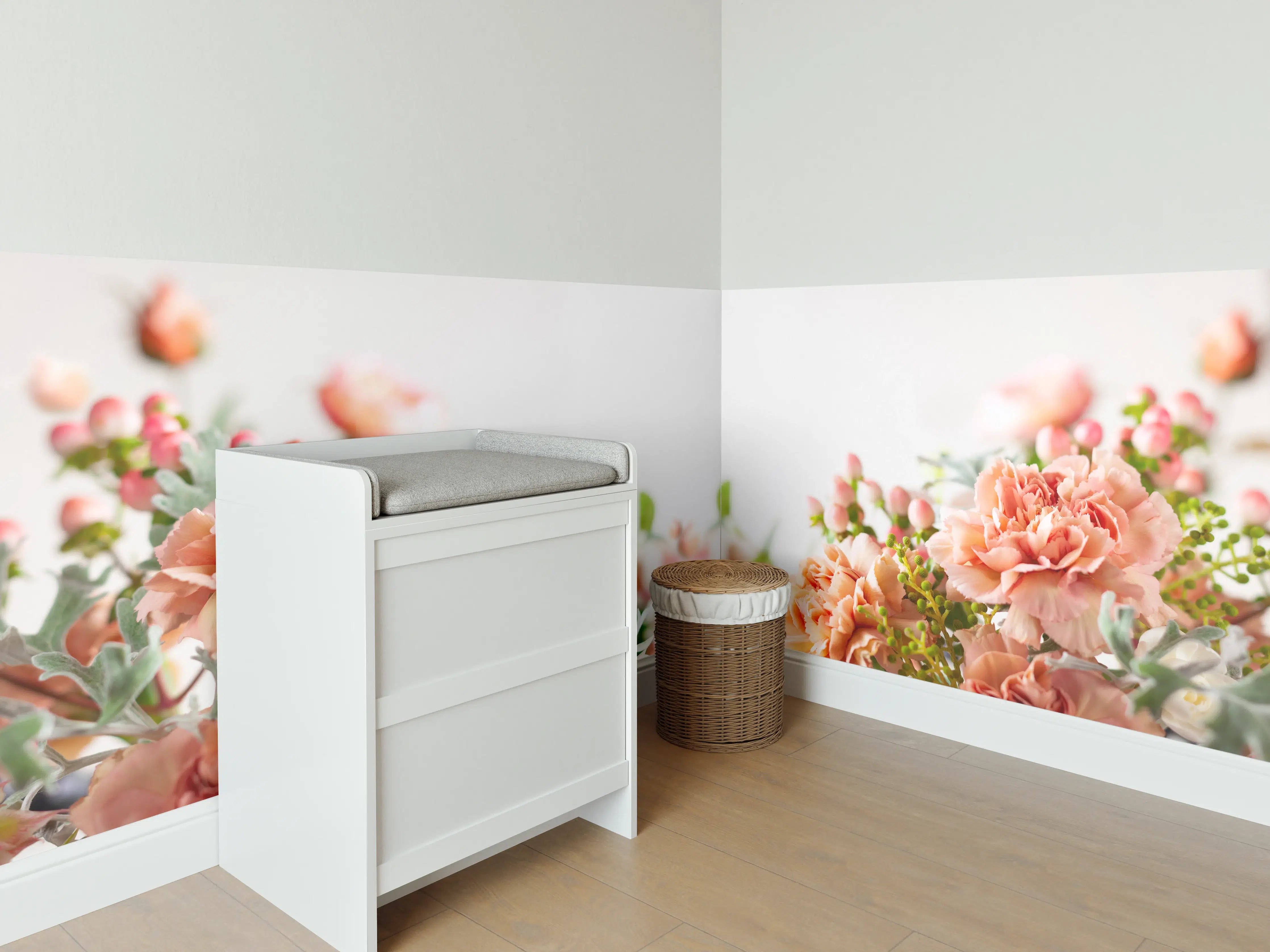 Babyzimmer Wandgestaltung - Schöne herbstliche Blumen-Komposition