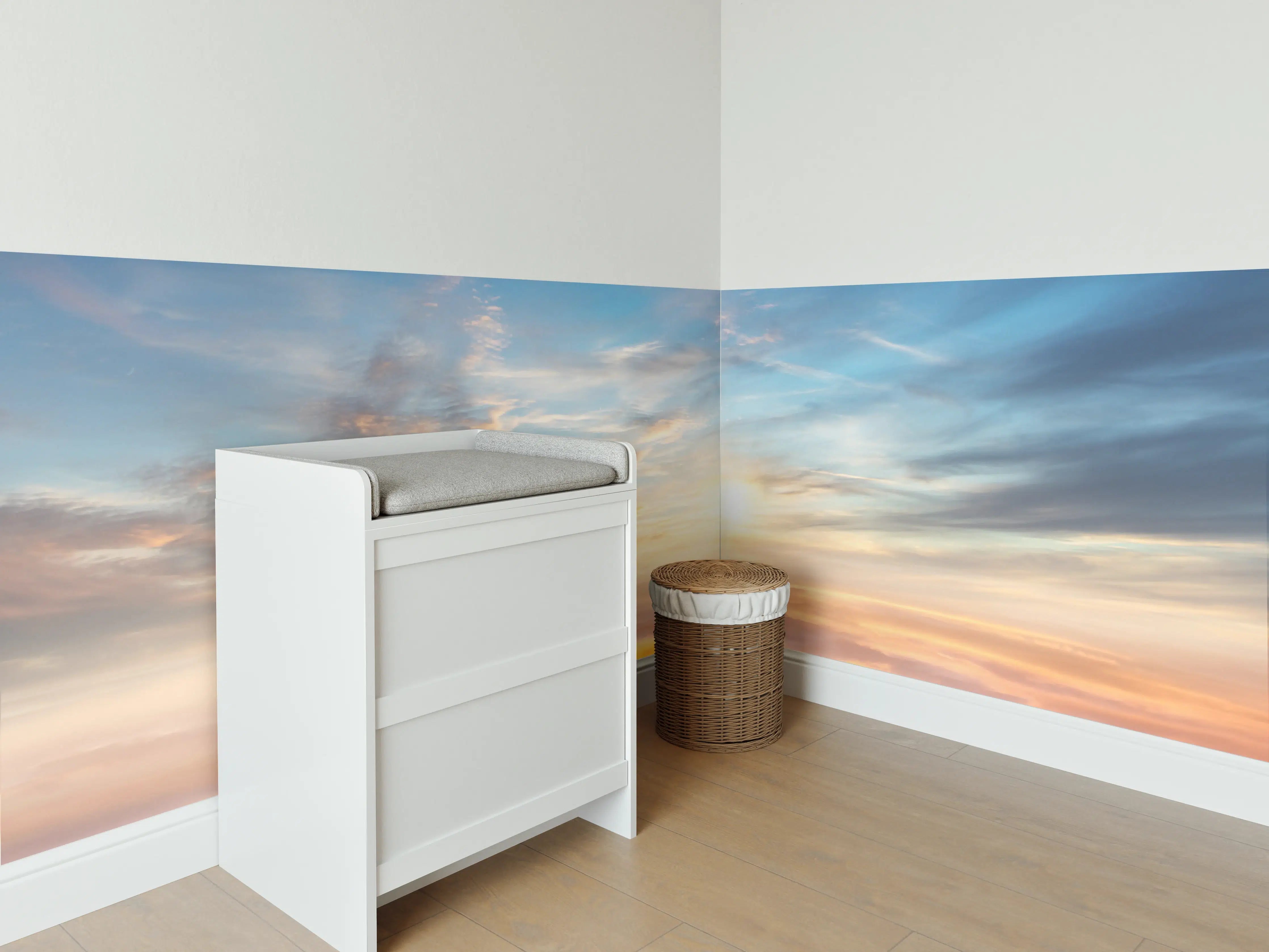 Babyzimmer Wandgestaltung - Schöner Sonnenuntergang über den Wolken