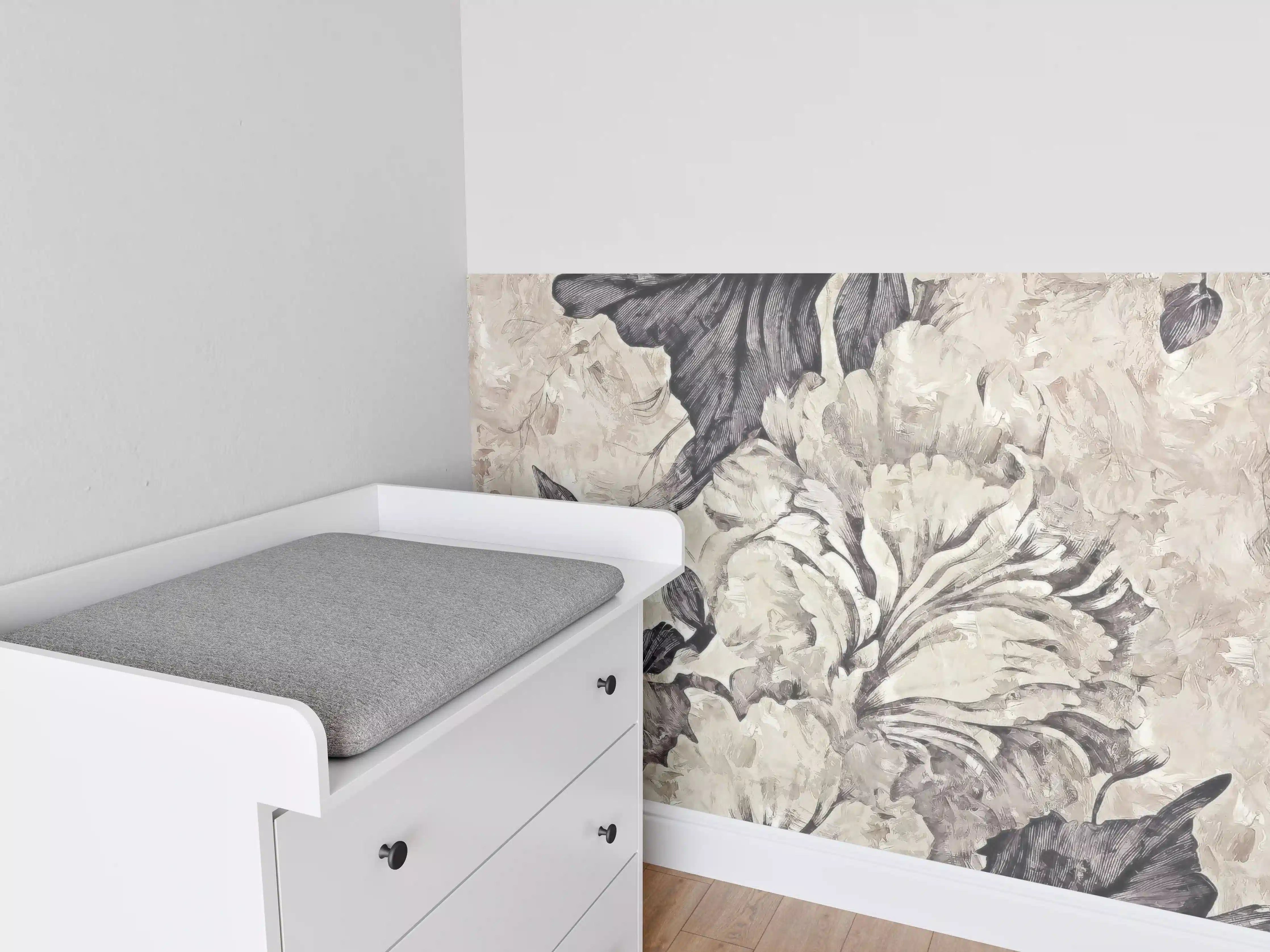 Babyzimmer Wandgestaltung - Schwarz - weißes Pflanzen Gemälde 3