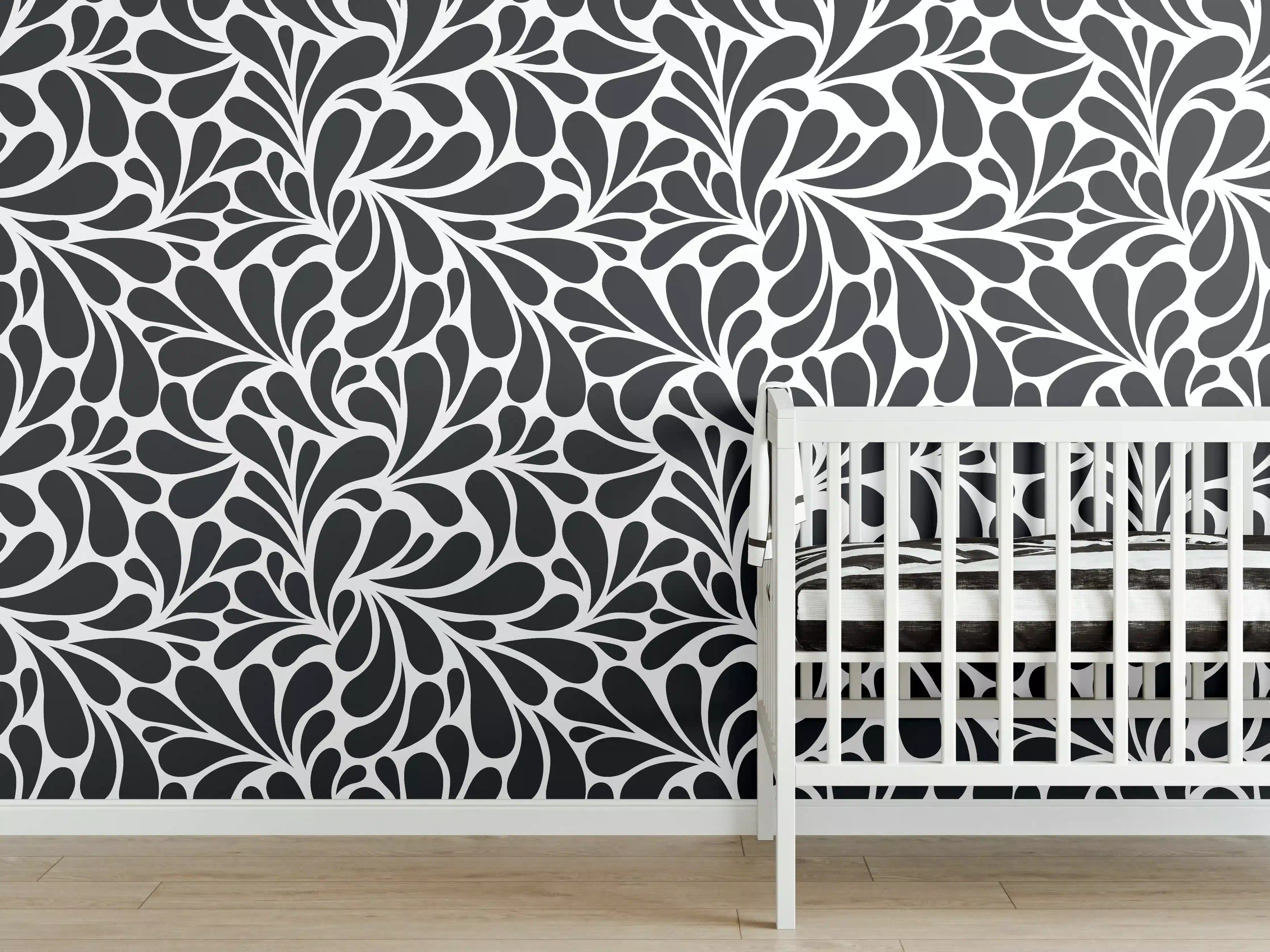 Babyzimmer Wandgestaltung - Schwarz-Weiß-Muster für elegante Akzente