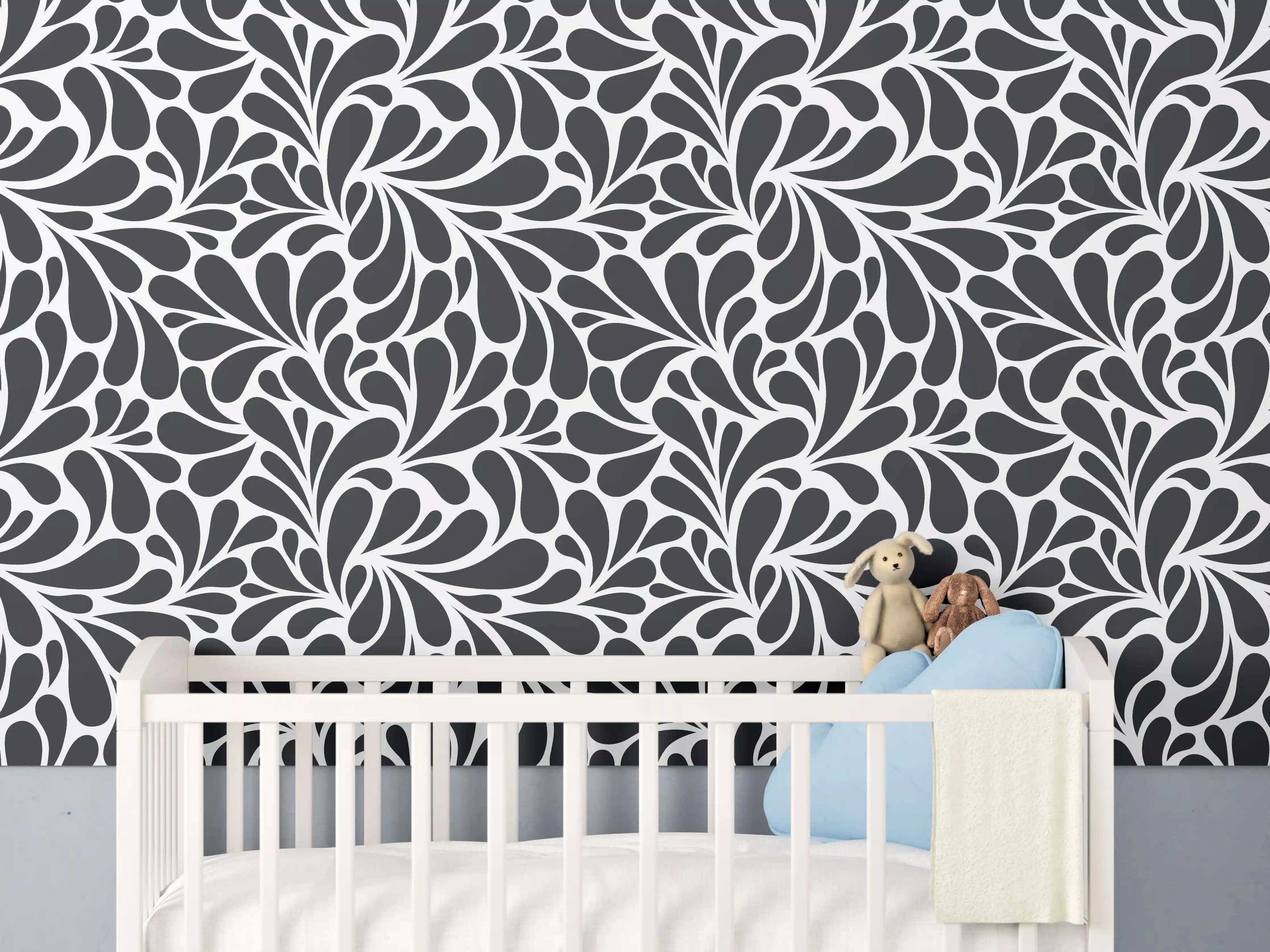 Babyzimmer Wandgestaltung - Schwarz-Weiß-Muster für elegante Akzente
