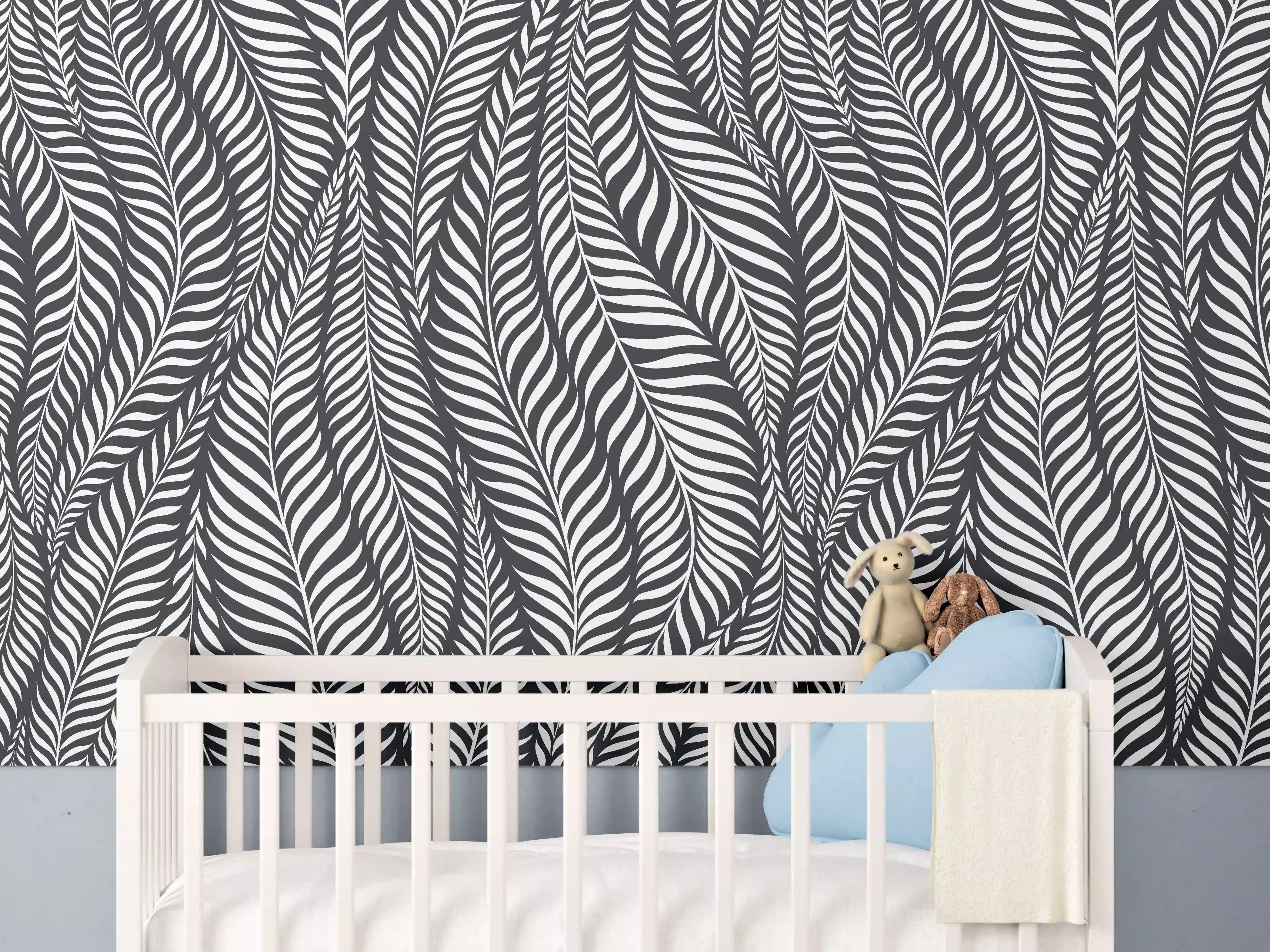 Babyzimmer Wandgestaltung - Schwarz-Weiß-Optik für eleganten Stil