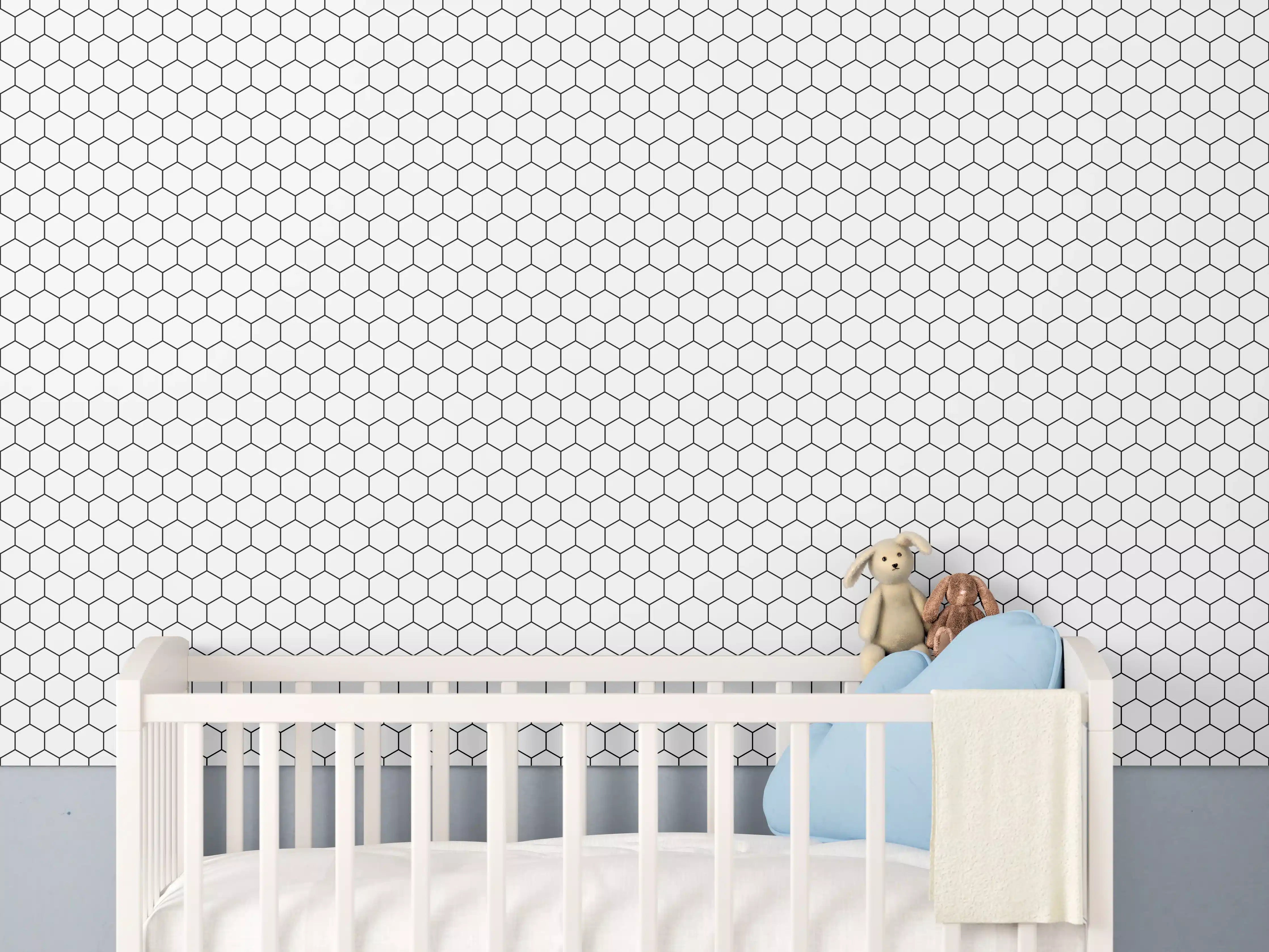 Babyzimmer Wandgestaltung - Schwarz-Weiß Pixelmuster
