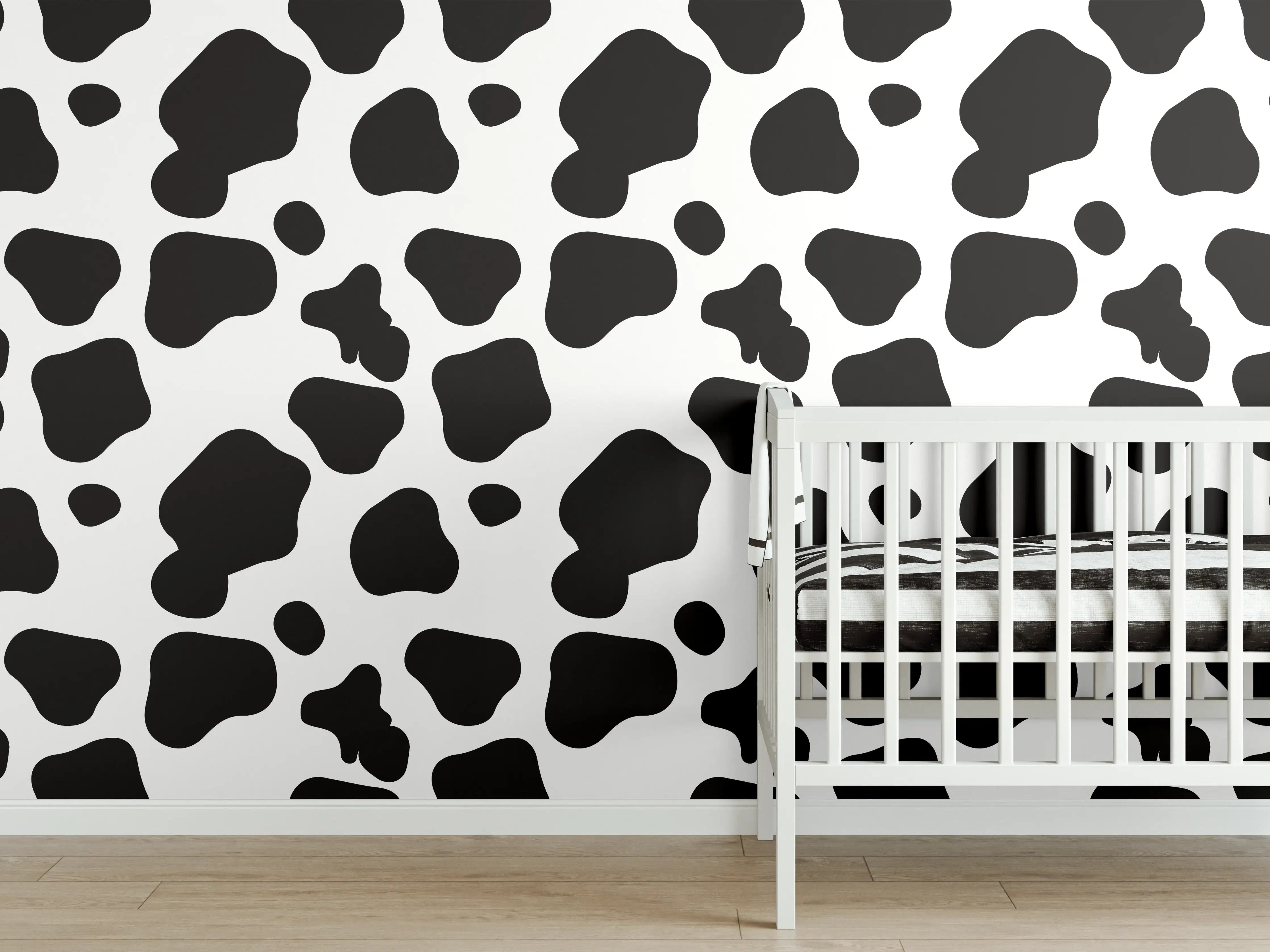 Babyzimmer Wandgestaltung - Schwarz-Weiß-Tiermuster in modernem Design