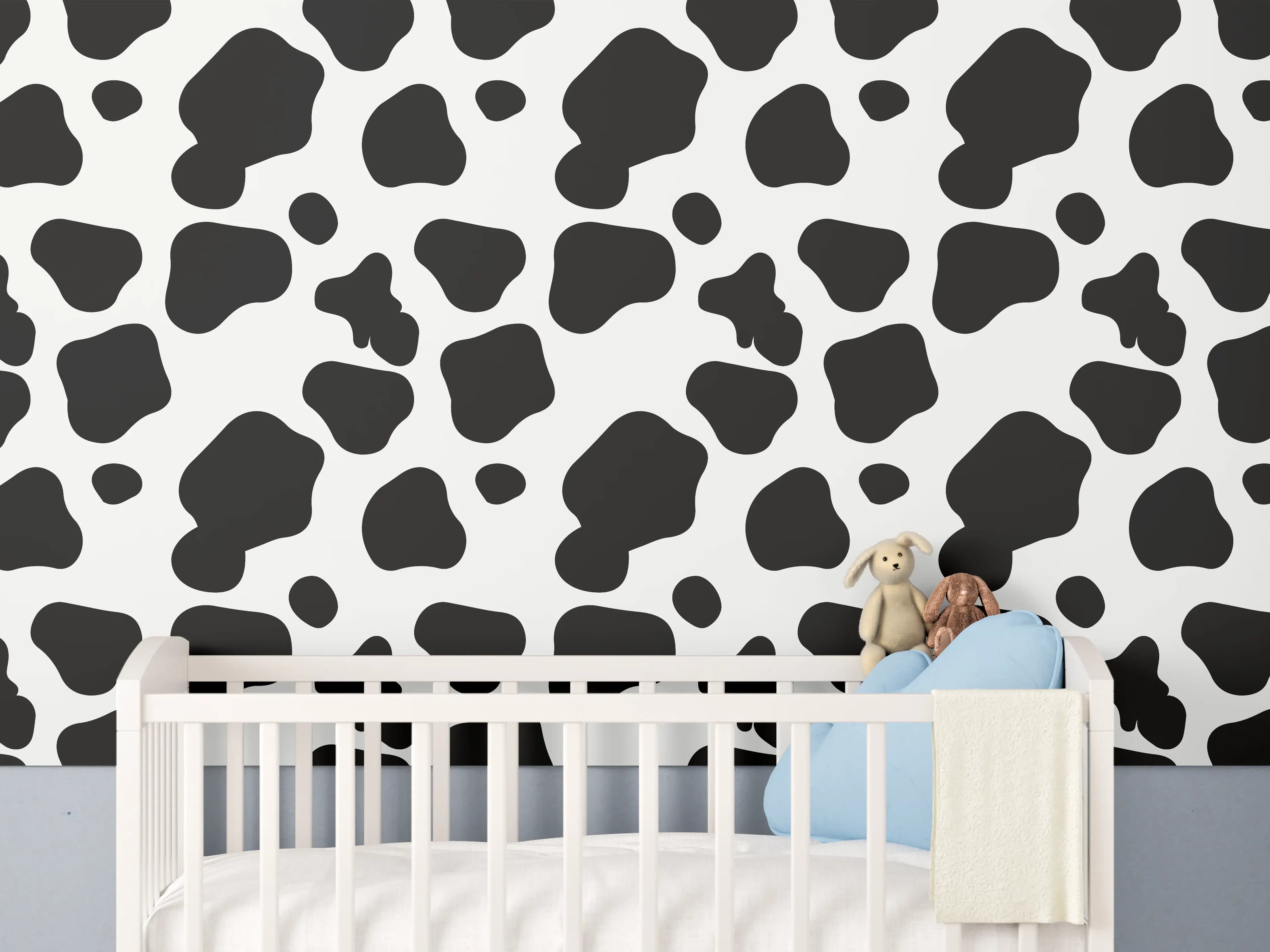 Babyzimmer Wandgestaltung - Schwarz-Weiß-Tiermuster in modernem Design