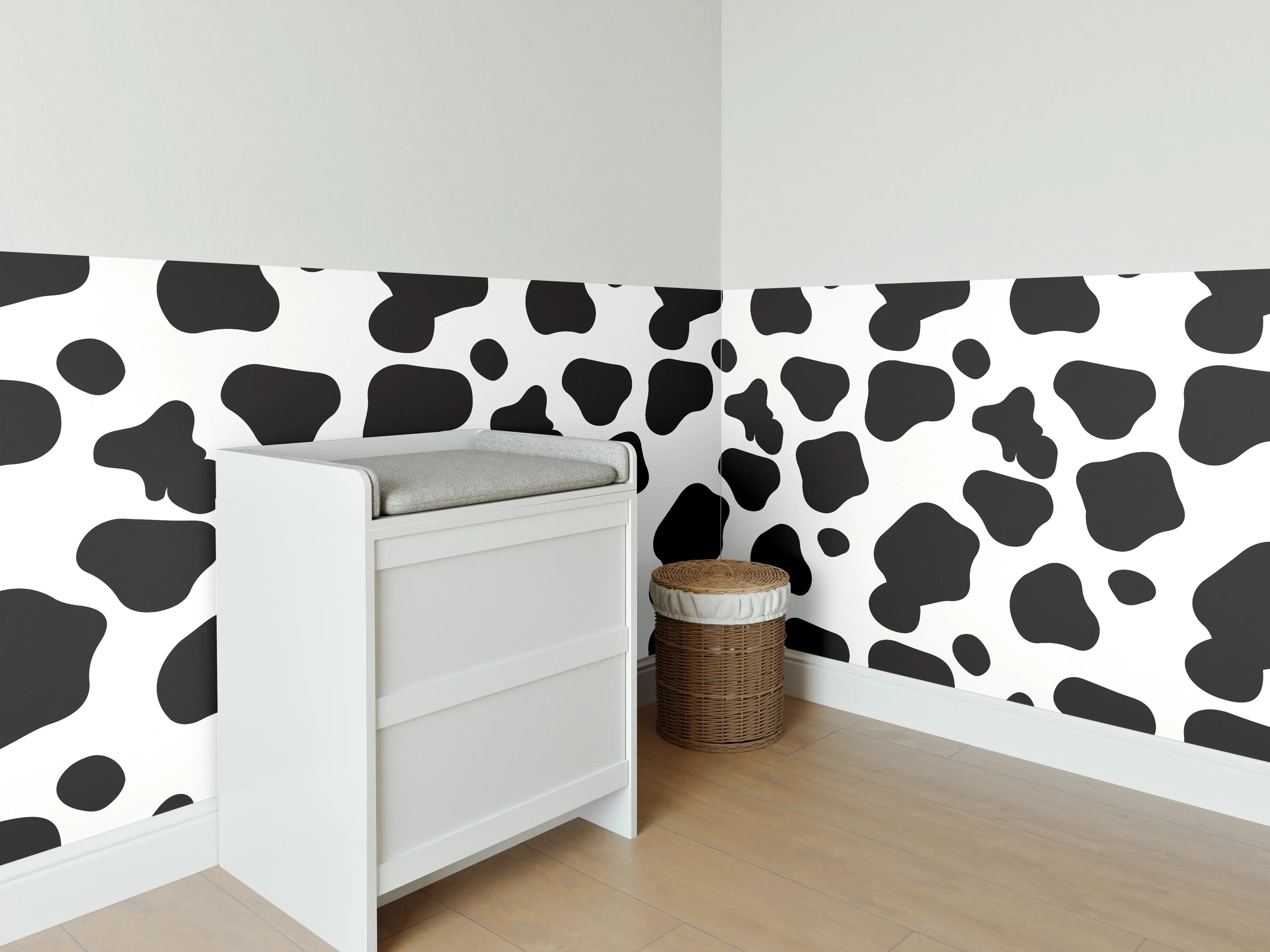 Babyzimmer Wandgestaltung - Schwarz-Weiß-Tiermuster in modernem Design