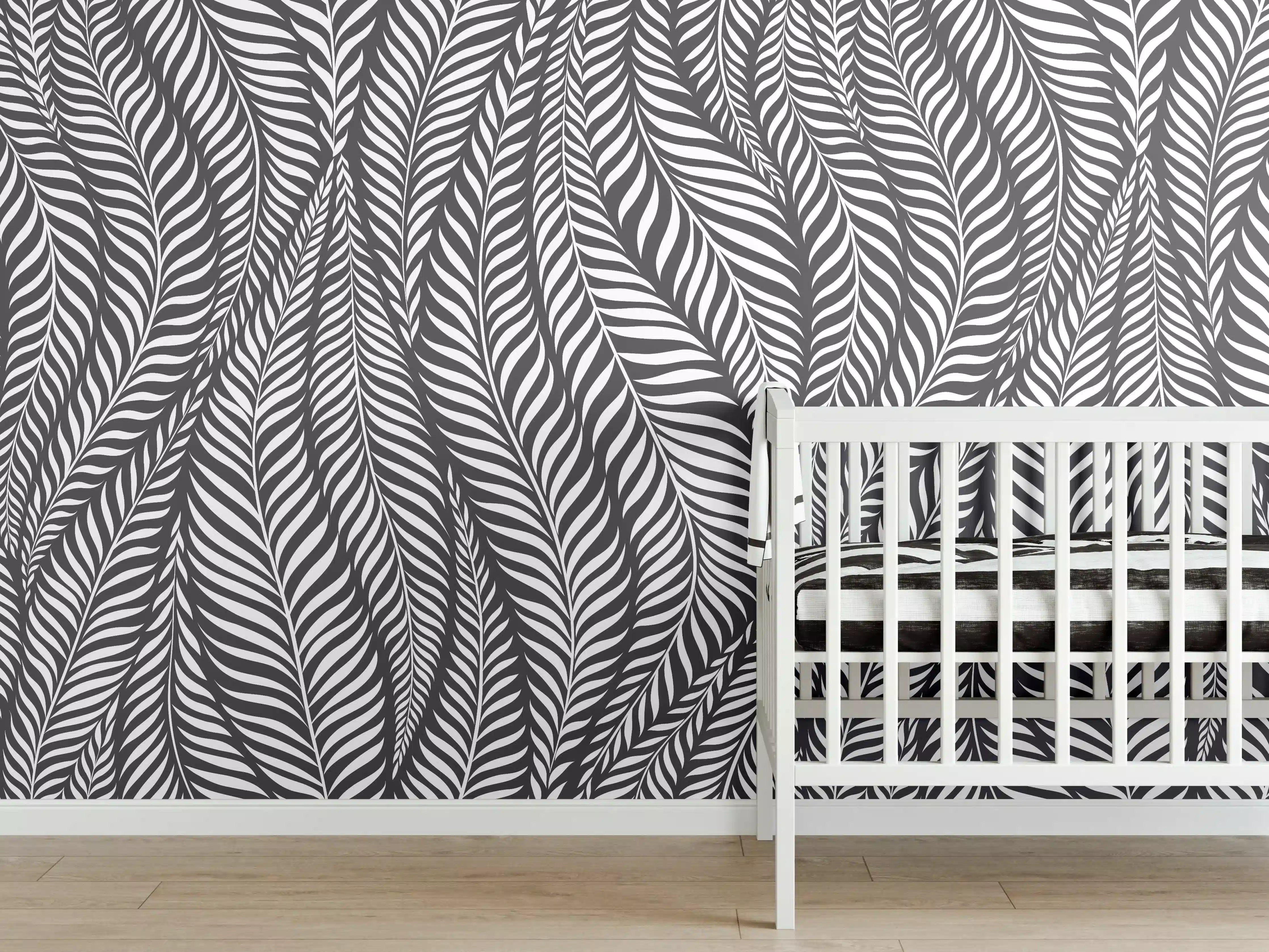 Babyzimmer Wandgestaltung - Schwarz-Weiß-Wellenmuster