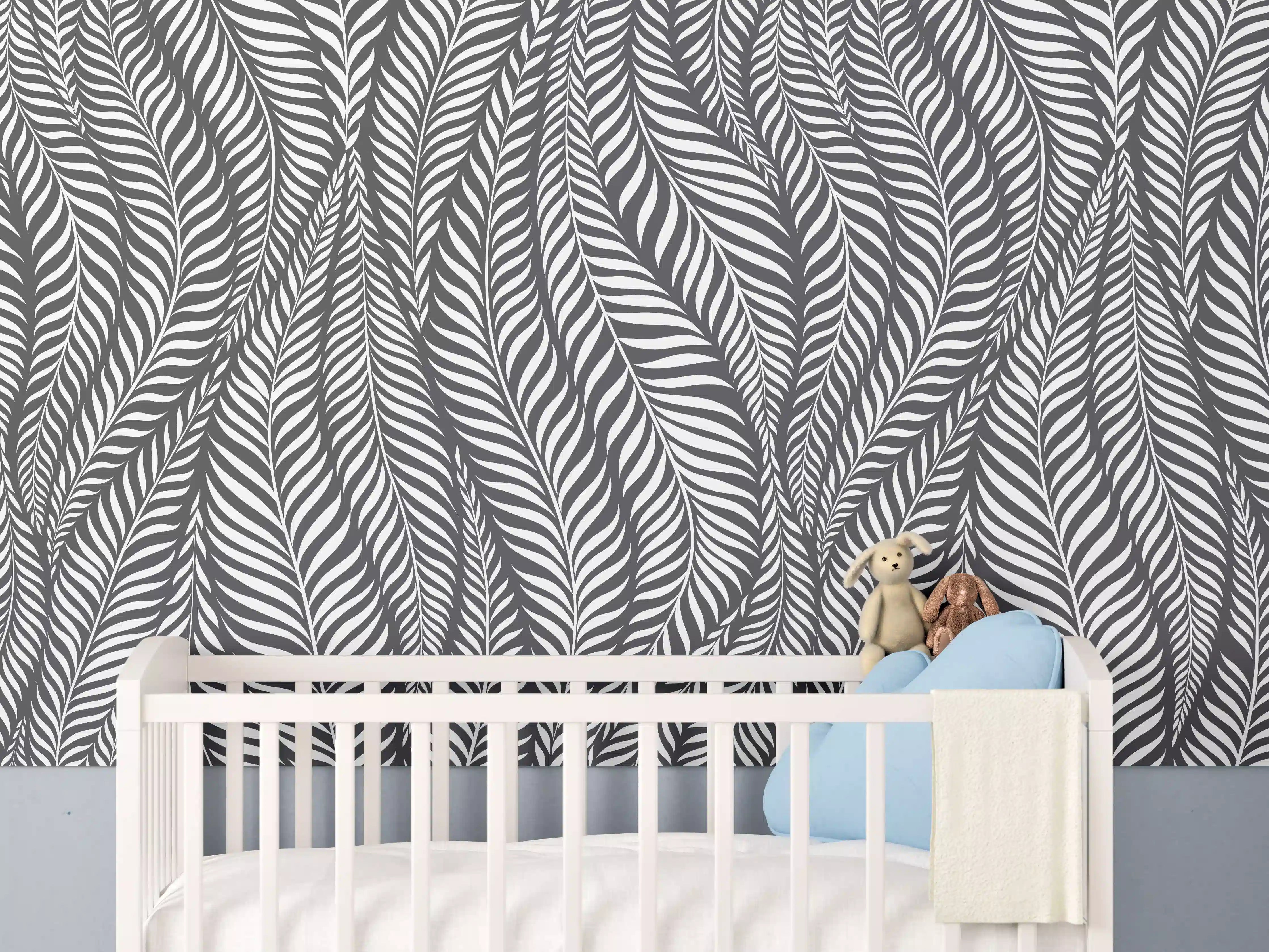 Babyzimmer Wandgestaltung - Schwarz-Weiß-Wellenmuster
